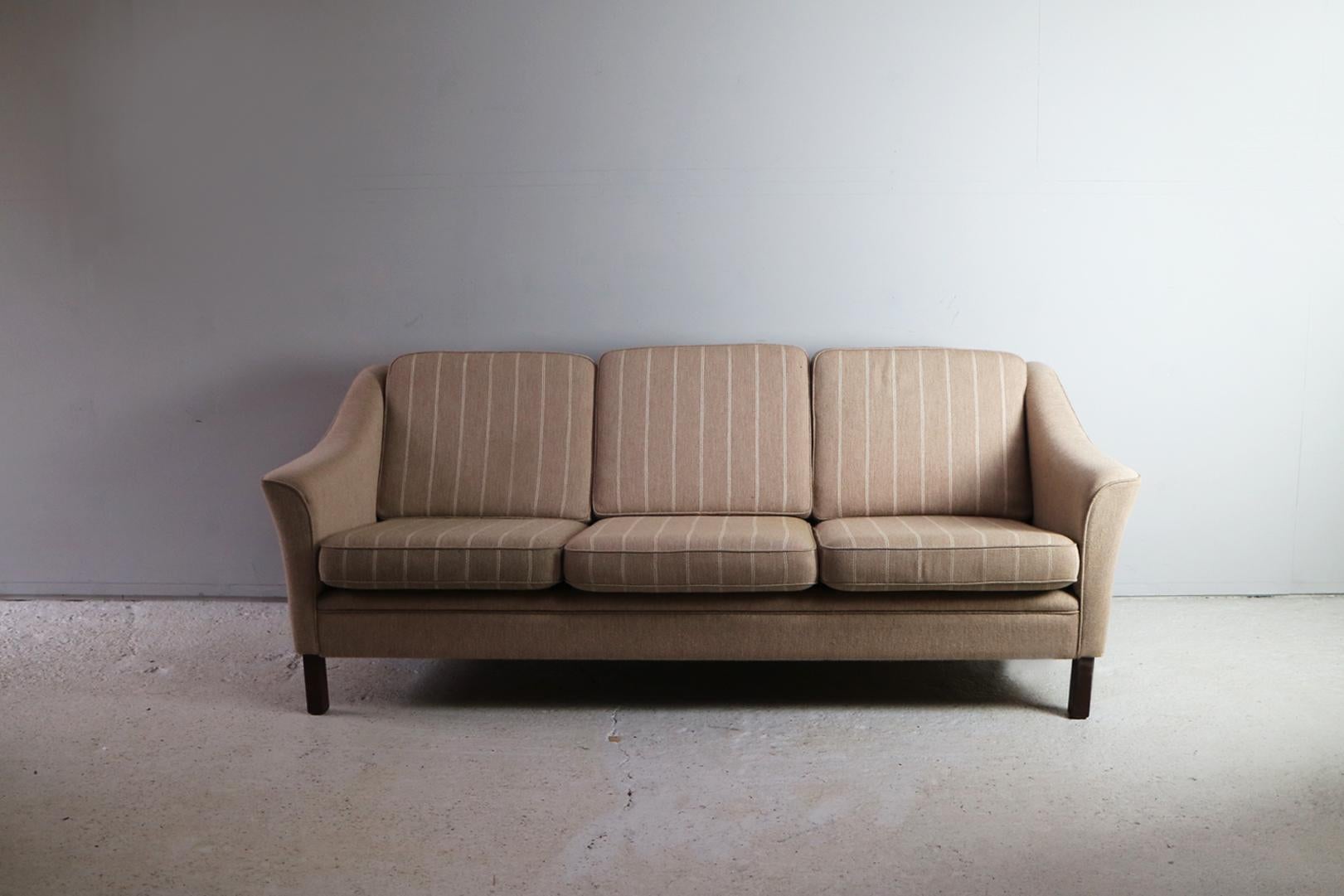 Stained 1960s Danish Mid Century 3-Seat Sofa with Original Upholstery For Sale