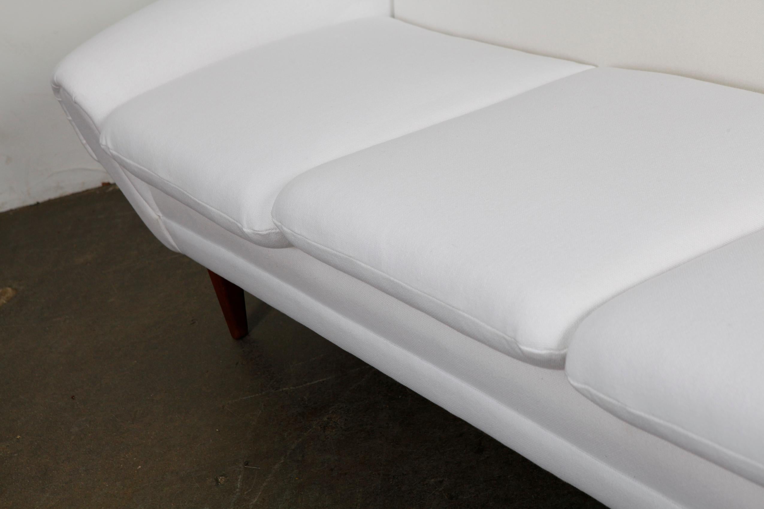 1960s Danish Midcentury 4-Seat Sofa in White Fabric 5
