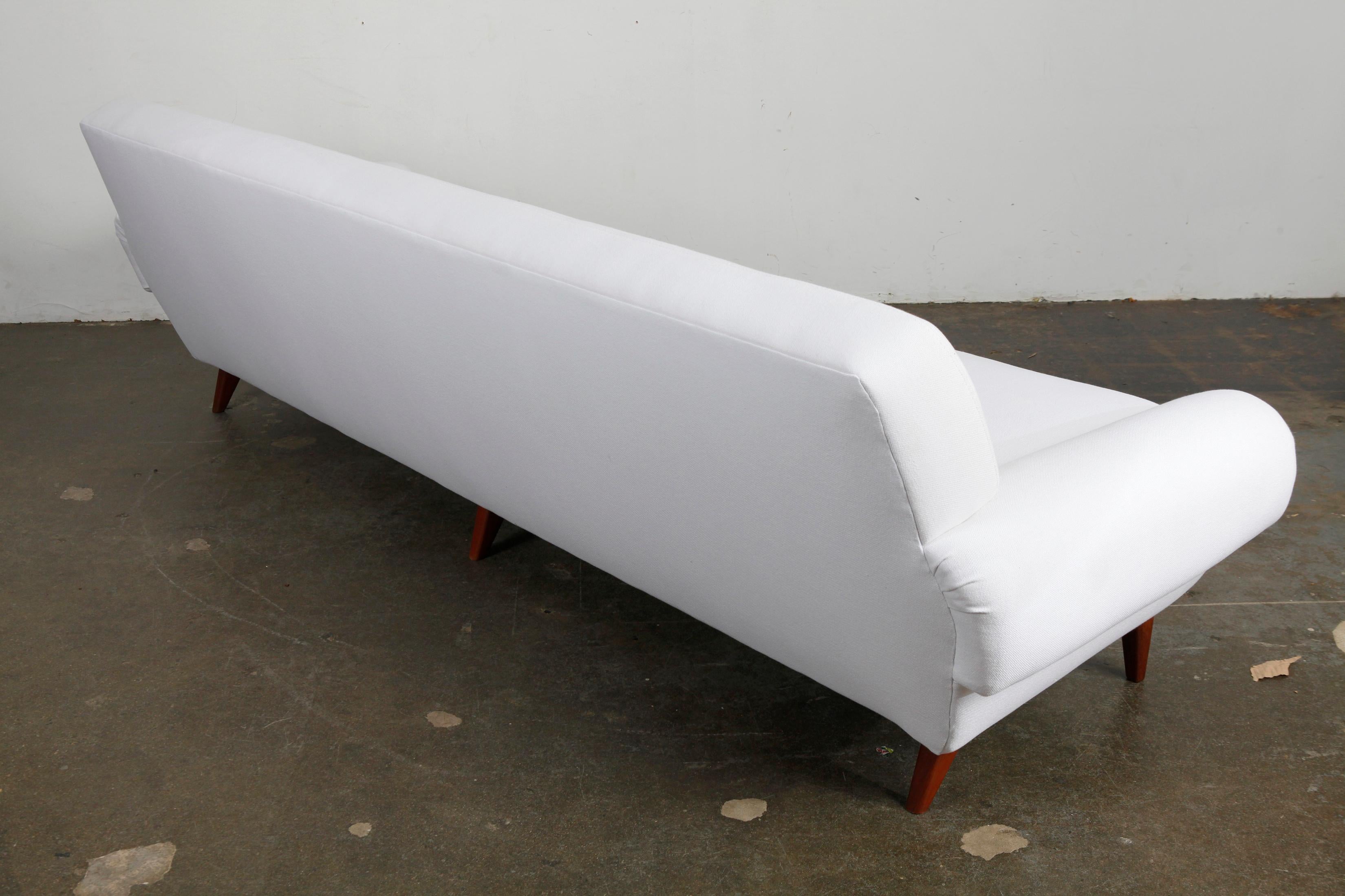 Mid-Century Modern 1960s Danish Midcentury 4-Seat Sofa in White Fabric