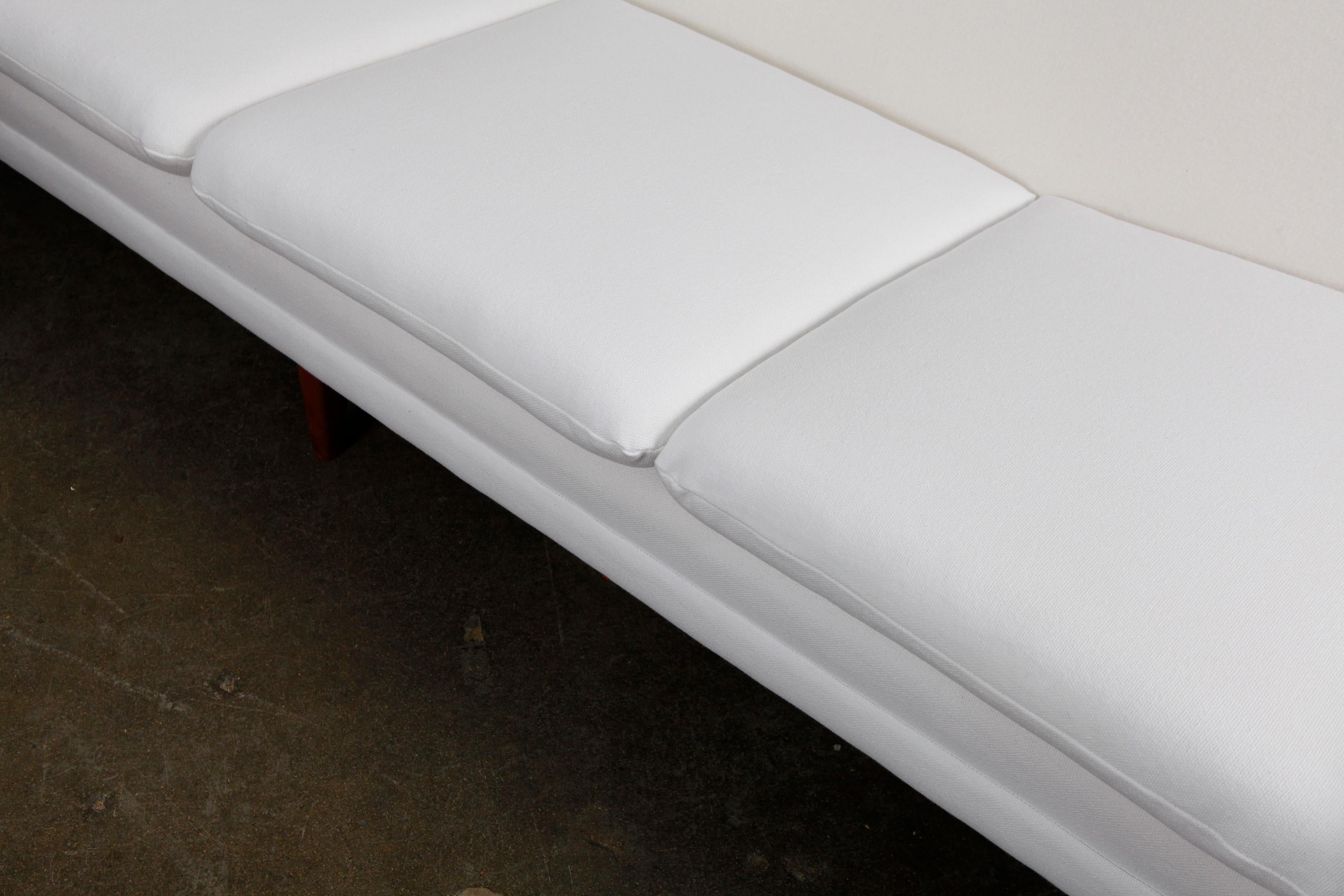 1960s Danish Midcentury 4-Seat Sofa in White Fabric 3
