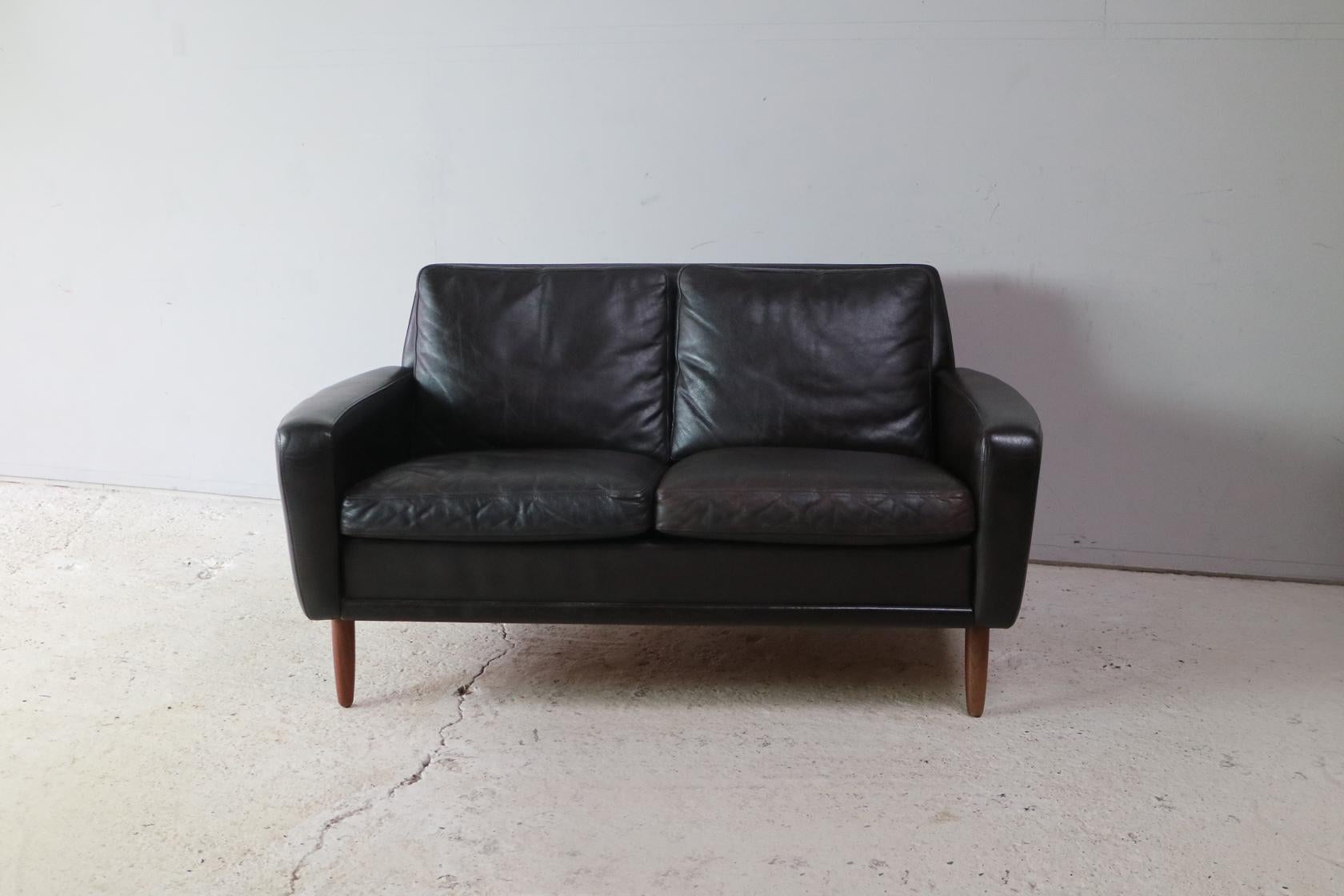 danish mid century leather sofa