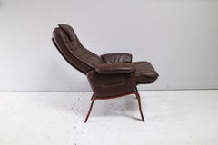1960s Danish Midcentury Leather Reclining Lounge Chair