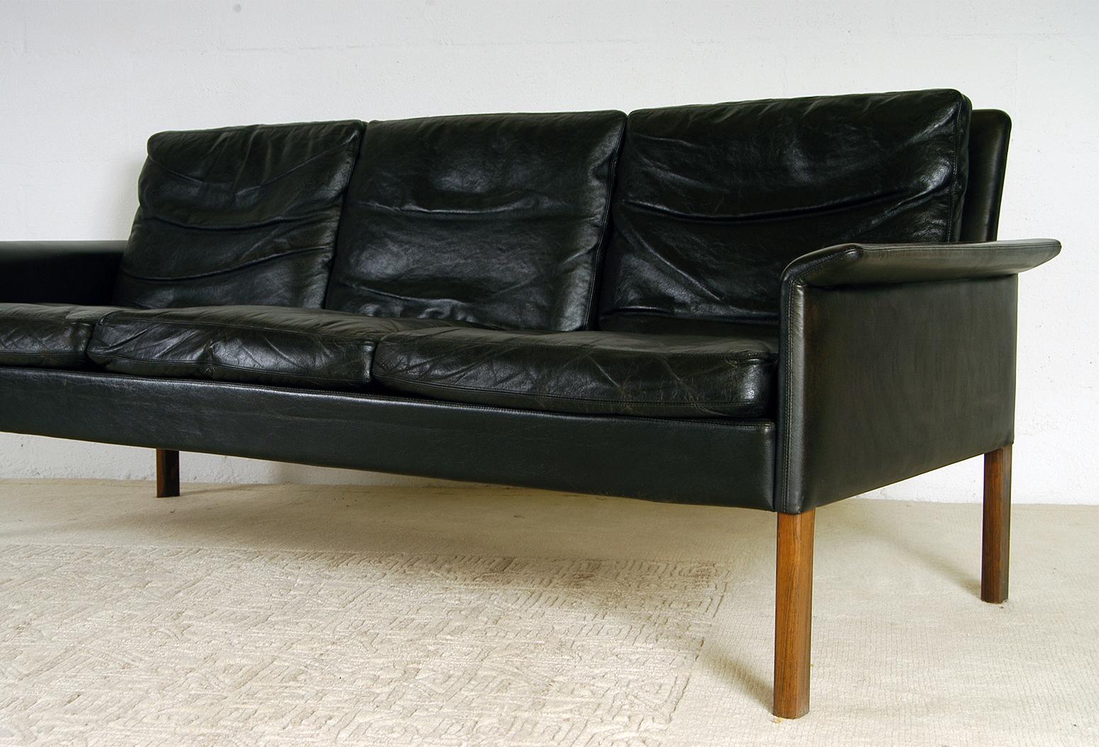 Mid-Century Modern 1960s Danish Midcentury Leather Sofa by Hans Olsen for Christian Sorensen