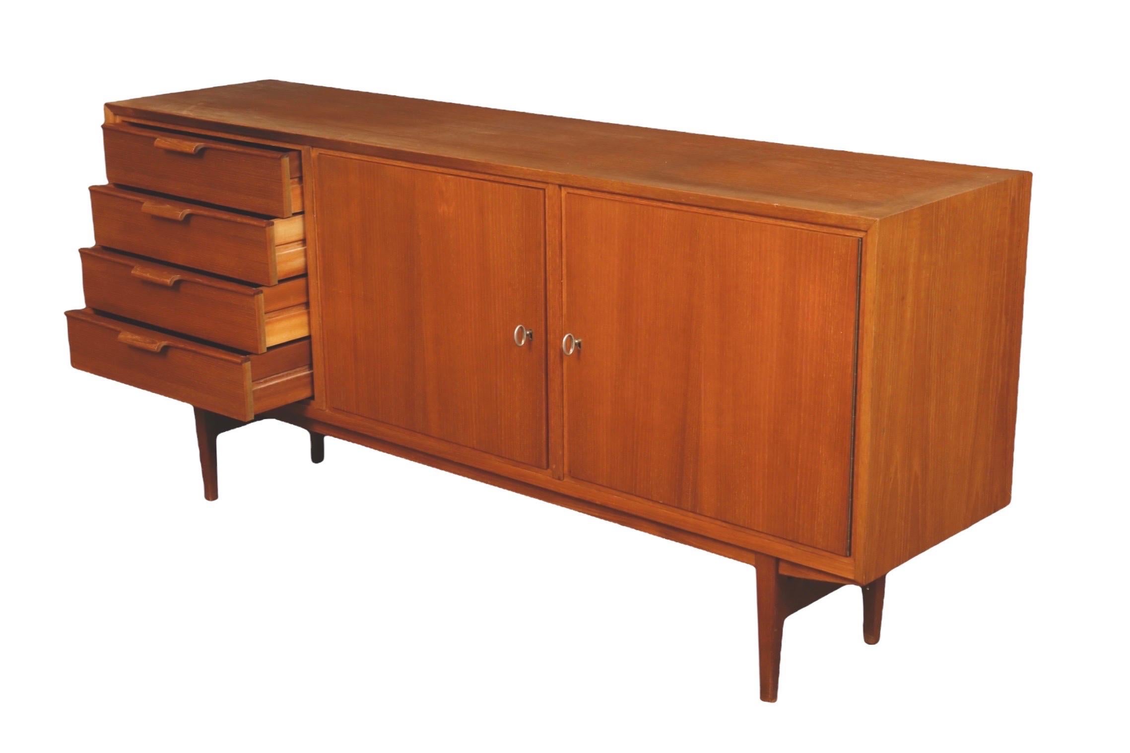 1960’s Danish Mid-Century Modern Teak Sideboard In Good Condition In Hudson, NY