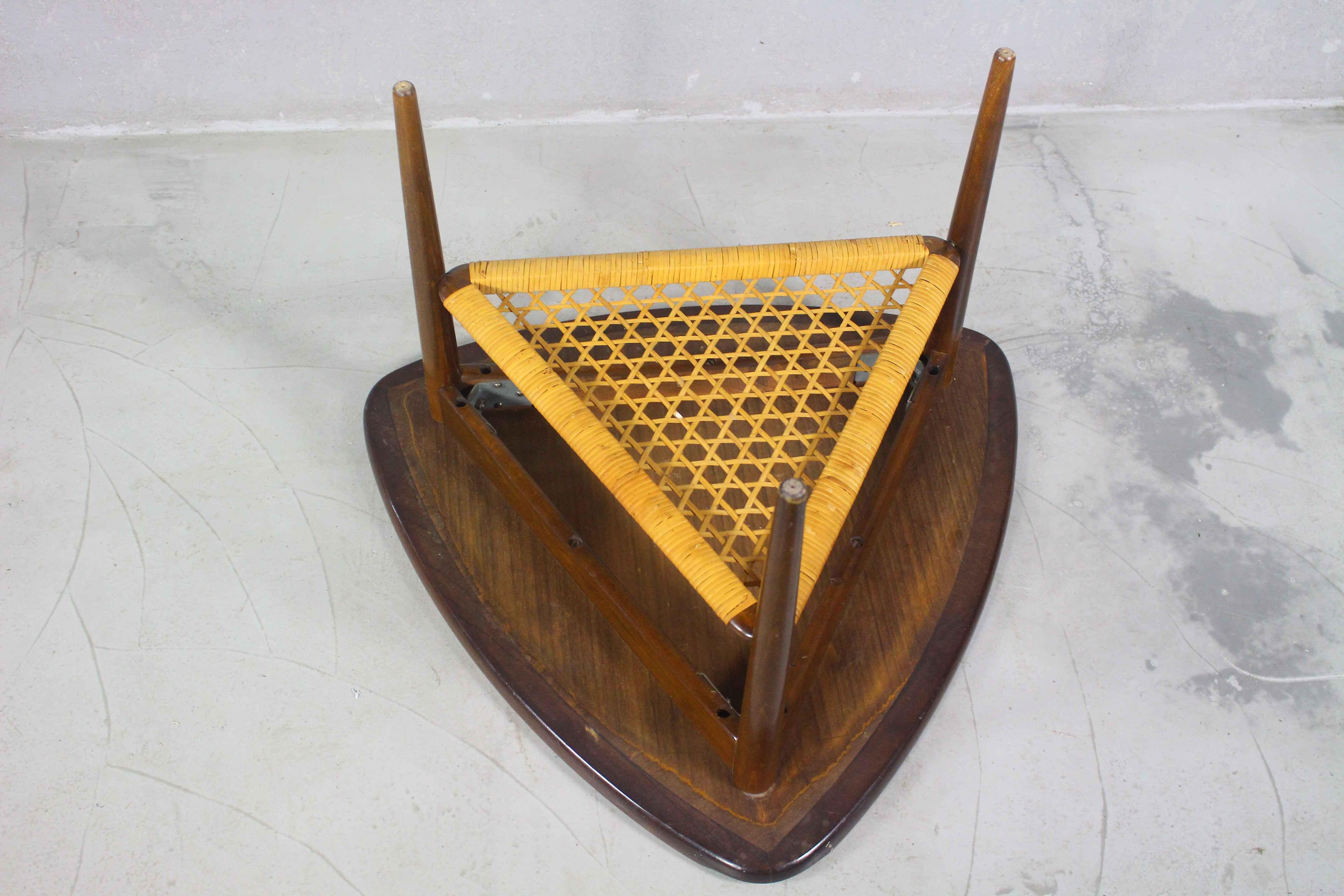 20th Century 1960s Poul Jensen for Selig Walnut and Woven Cane Guitar Pick Tables For Sale