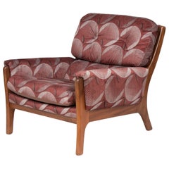 1960s Danish Midcentury Exposed Teak Framed Reupholstered Armchair