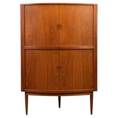 1960s Danish Midcentury Teak Tambour Corner Cabinet