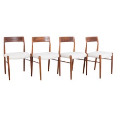 1960s Danish Midcentury Teak Upholstered Dining Chairs No. 77 by Niels Moller