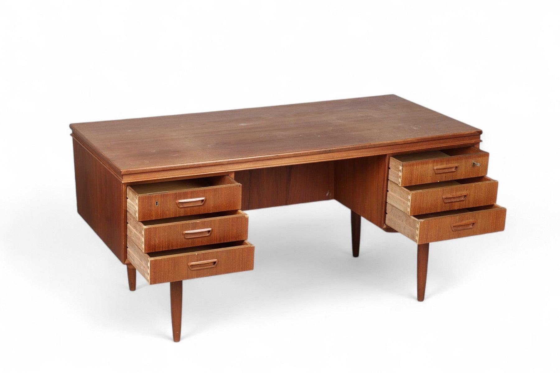 Mid-Century Modern 1960s Danish Modern Angular Danish Writing Desk in Teak For Sale