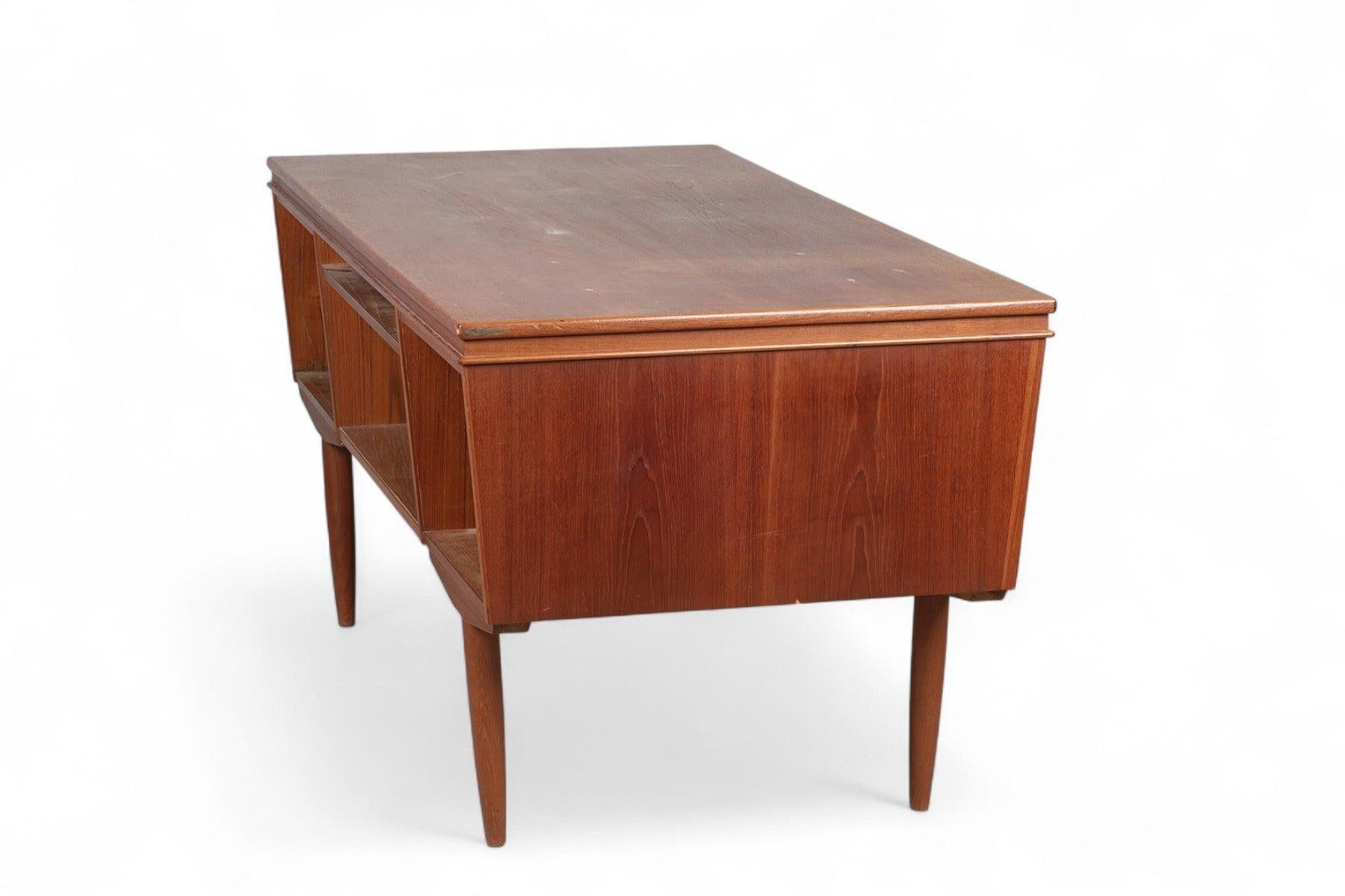 20th Century 1960s Danish Modern Angular Danish Writing Desk in Teak For Sale