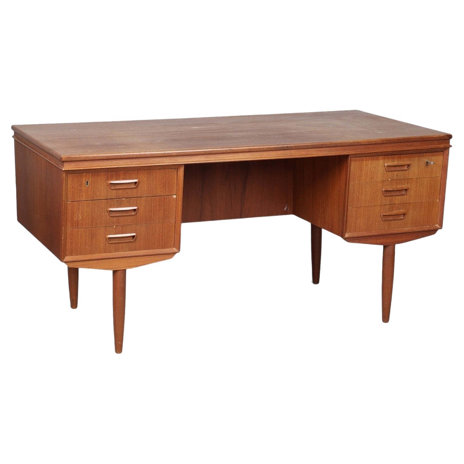 1960s Danish Modern Angular Danish Writing Desk in Teak For Sale