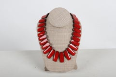 1960s Danish Modern Brondsted of Denmark Red Glazed Art Pottery Collar Necklace