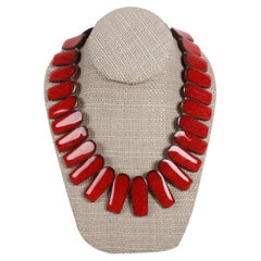 1960s Danish Modern Brondsted of Denmark Red Glazed Art Pottery Collar Necklace
