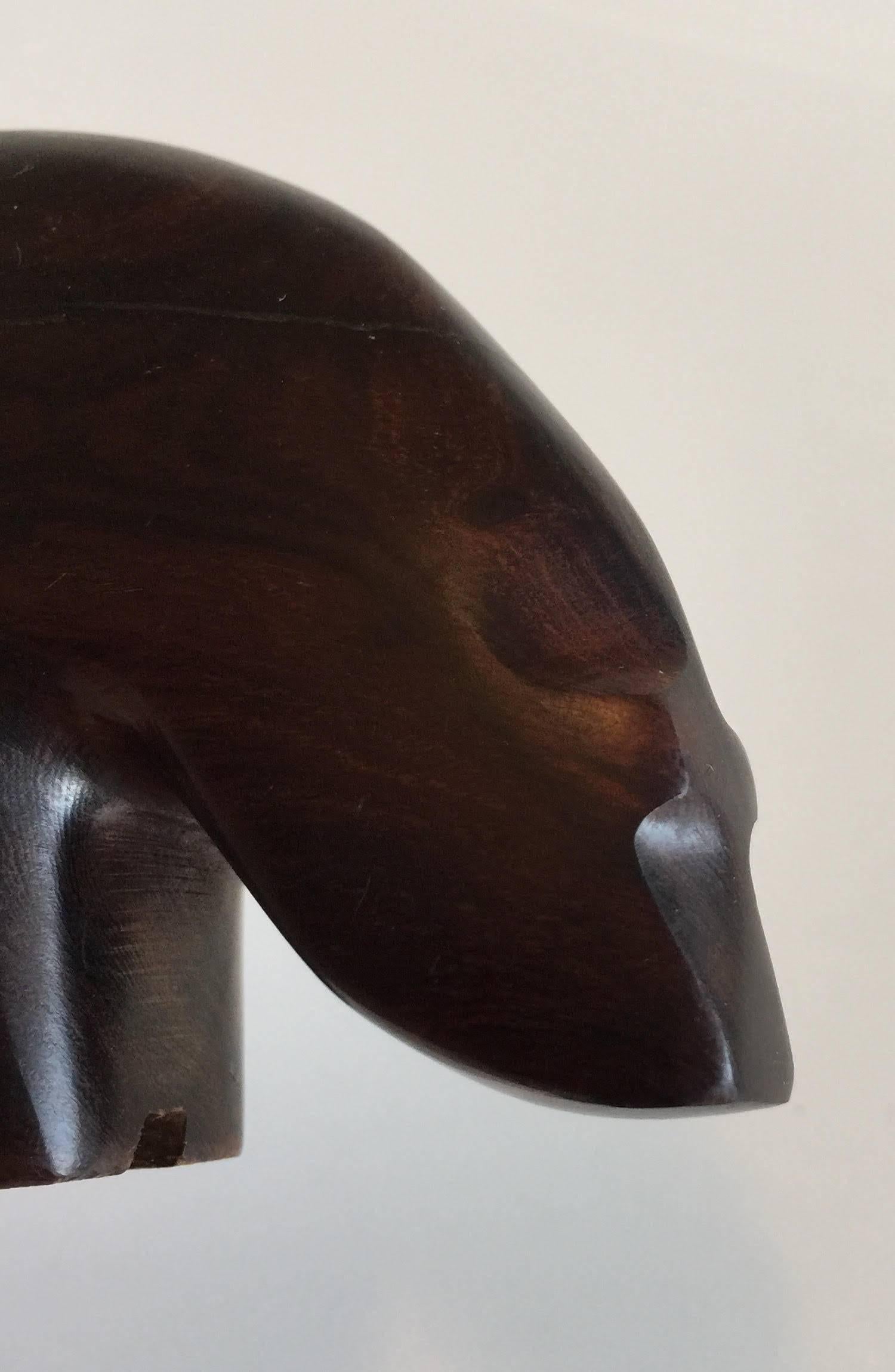 1960s Danish Modern Carved Rosewood Polar Bear Sculpture In Excellent Condition For Sale In Sacramento, CA