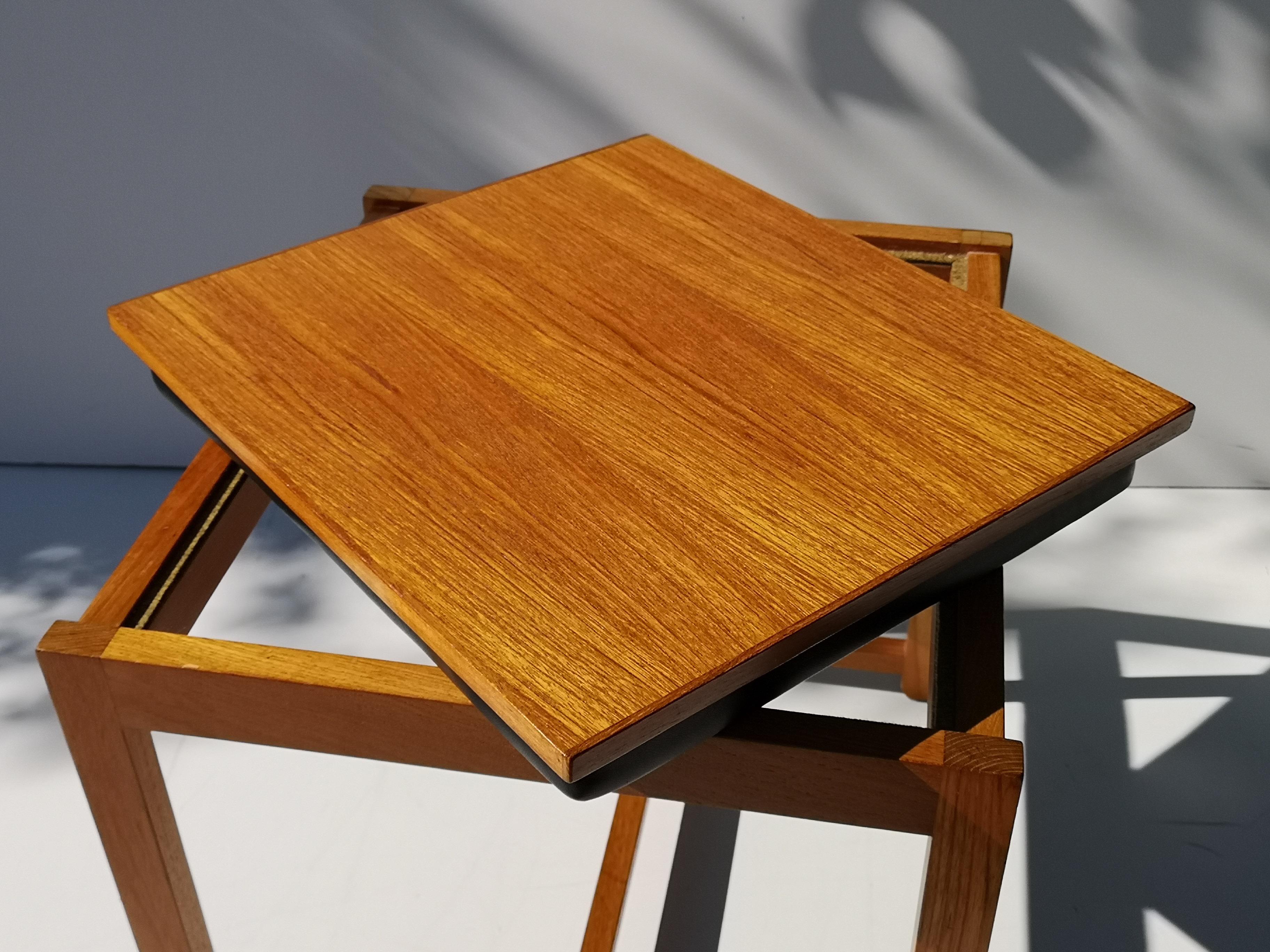 20th Century 1960s Danish Modern Convertible Teak Side / End Table / Ottoman / Stool by  For Sale