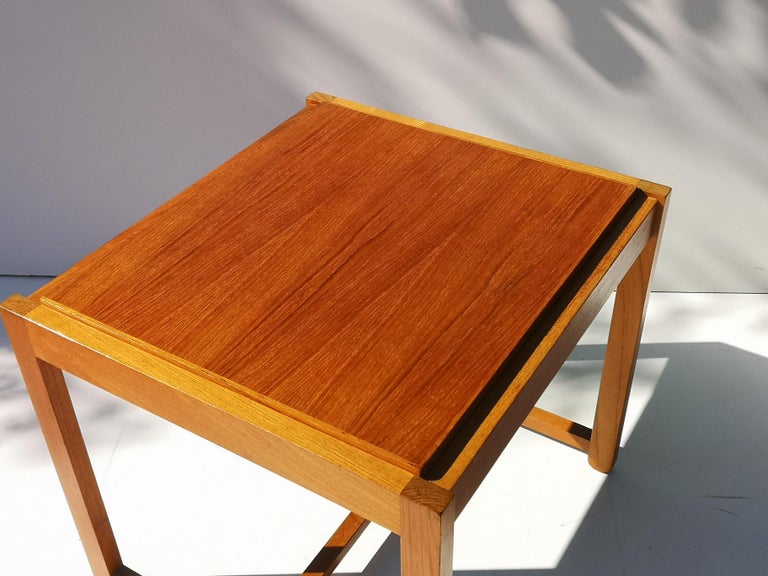 1960s Danish Modern Convertible Teak Side / End Table / Ottoman / Stool