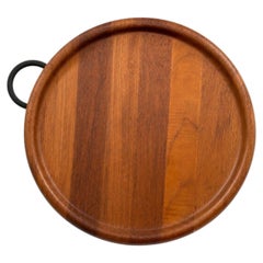 1960s Danish Modern Digsmed No. 804 Teak Serving Tray with Iron Handle