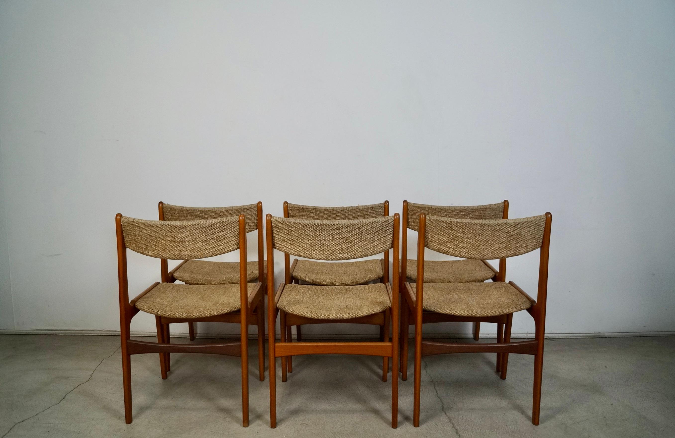 1960's Danish Modern Erik Buch Teak Dining Chairs - Set of Six In Good Condition In Burbank, CA