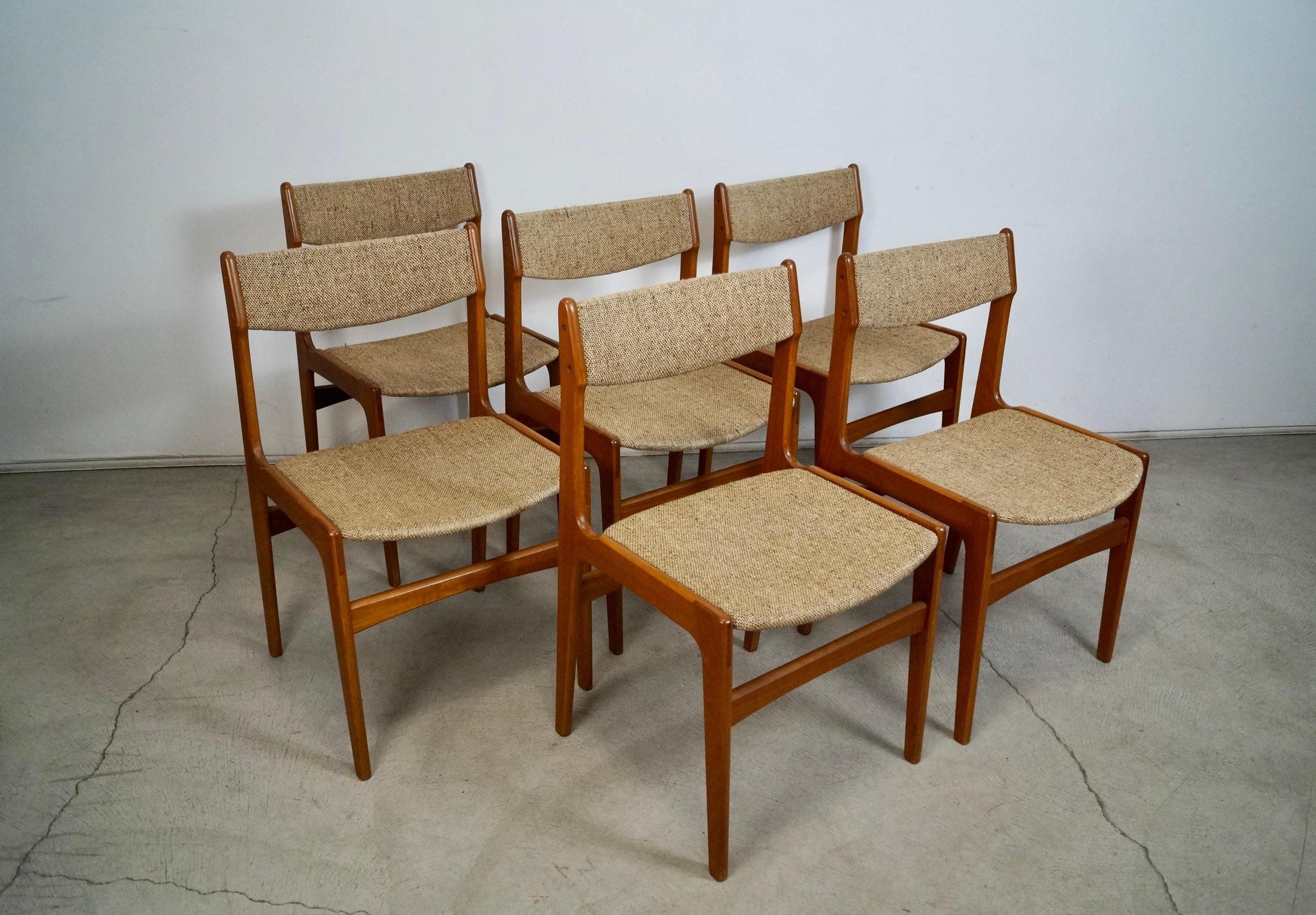 Wool 1960's Danish Modern Erik Buch Teak Dining Chairs - Set of Six