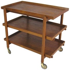 1960s Danish Modern Extendable Teak Bar Serving Cart by Poul Hundevad