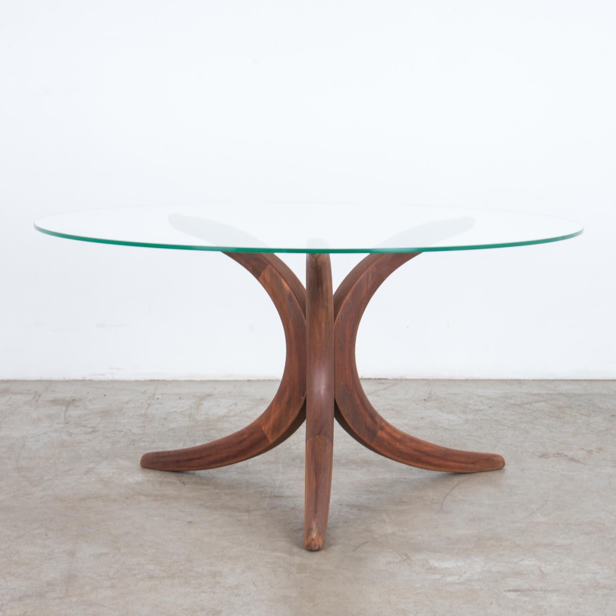 A mid-20th century coffee table from Denmark, circa 1960. In typical modernist style, this table is composed with simple geometric shapes, elegantly composed in restrained natural tones, accentuating the materials and quality of craftsmanship.