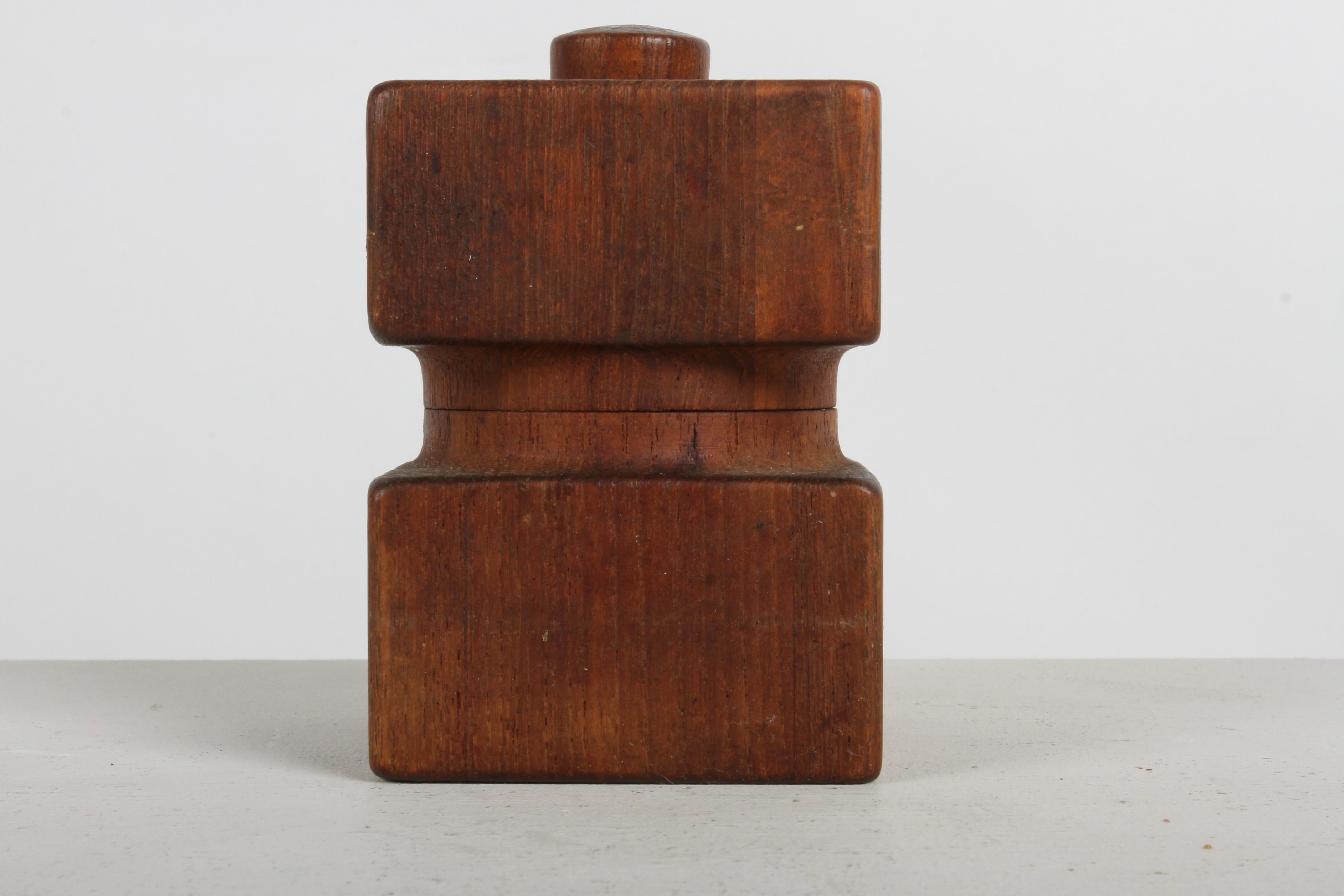 Scandinavian Modern 1960s Danish Modern Jens Quistgaard Double Cube Teak Salt & Peppermill by Dansk For Sale