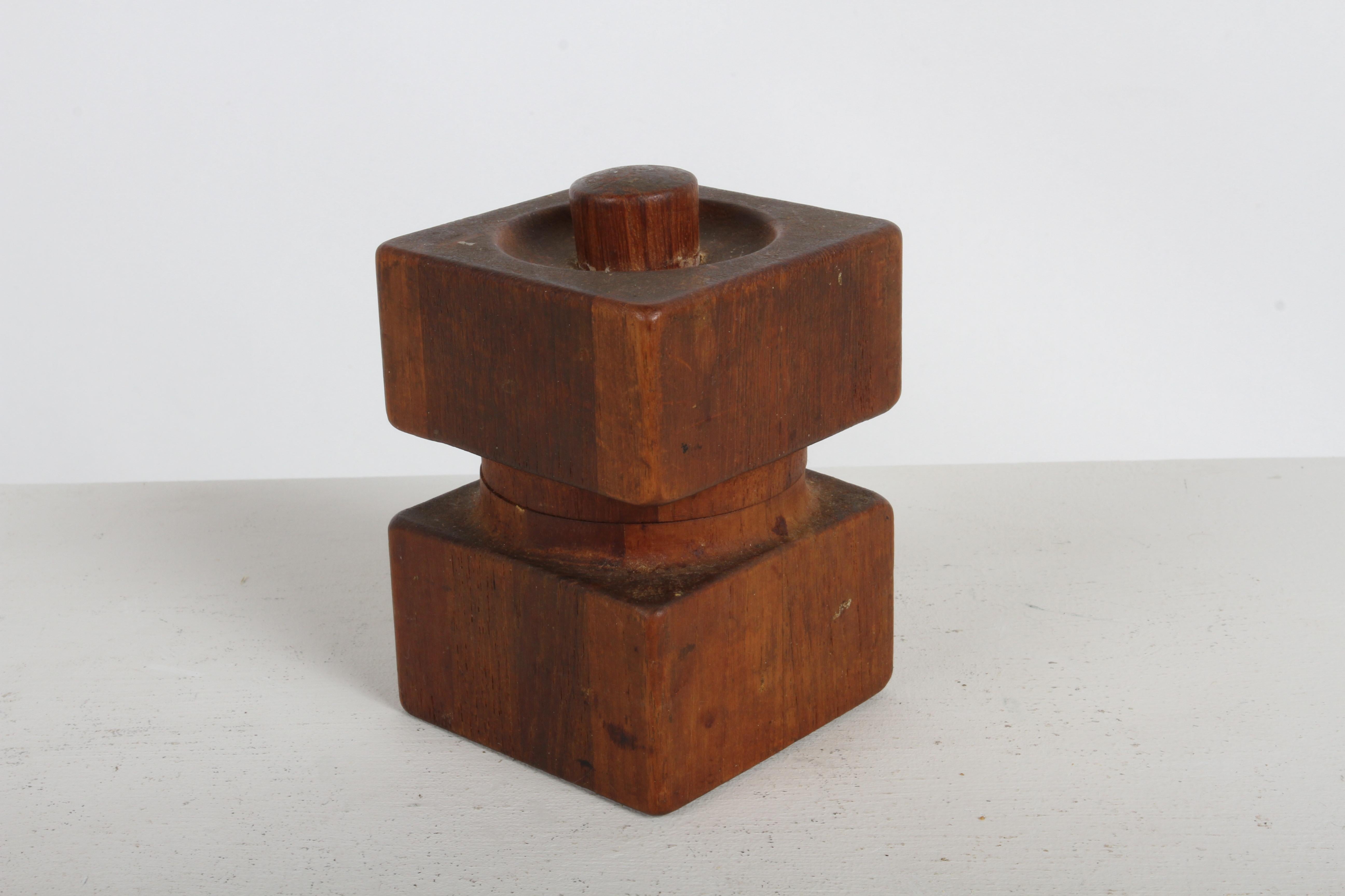 Mid-20th Century 1960s Danish Modern Jens Quistgaard Double Cube Teak Salt & Peppermill by Dansk For Sale