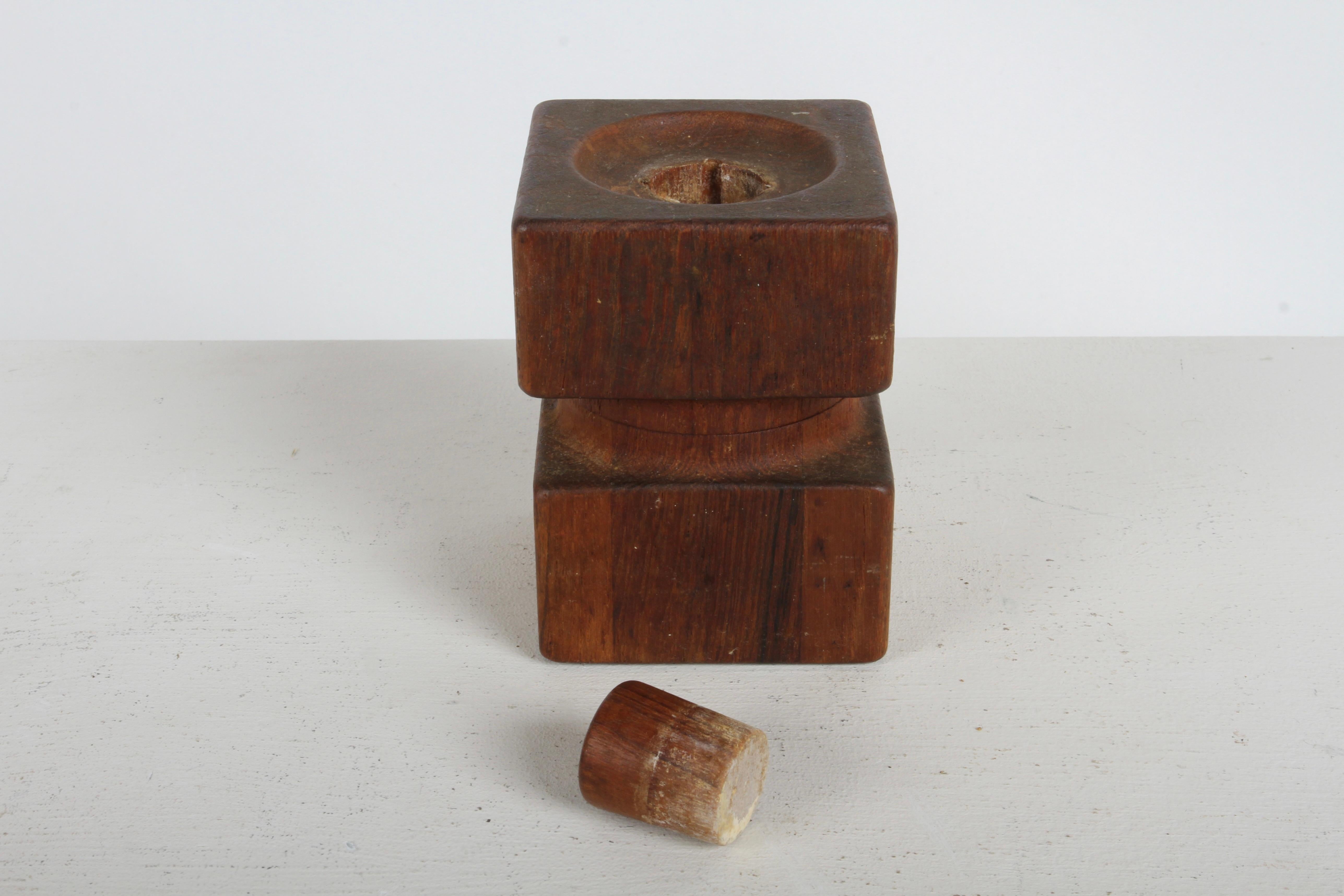 1960s Danish Modern Jens Quistgaard Double Cube Teak Salt & Peppermill by Dansk For Sale 1