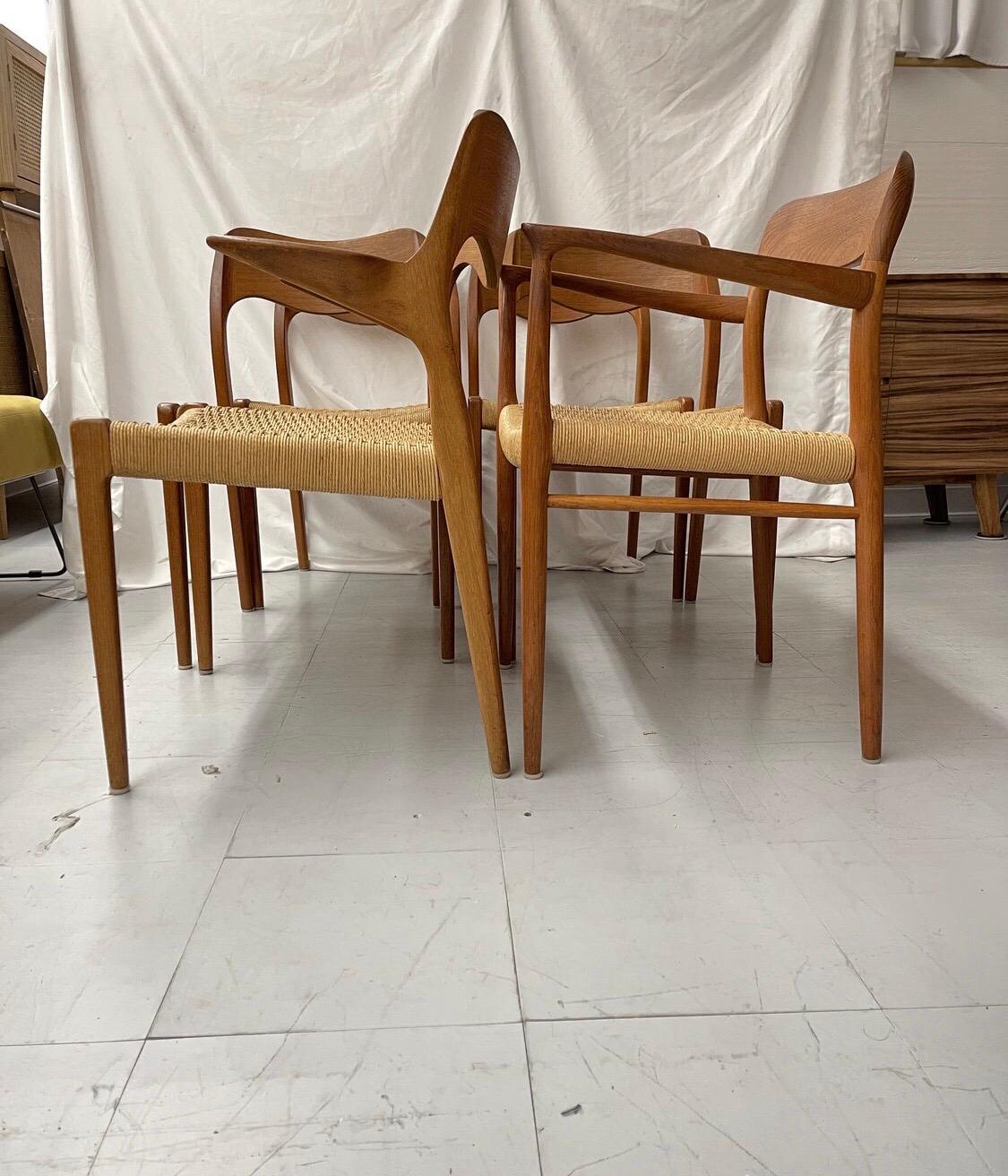 Mid-20th Century 1960s Danish Modern Jl Moller Chairs with Caning, Set of 6