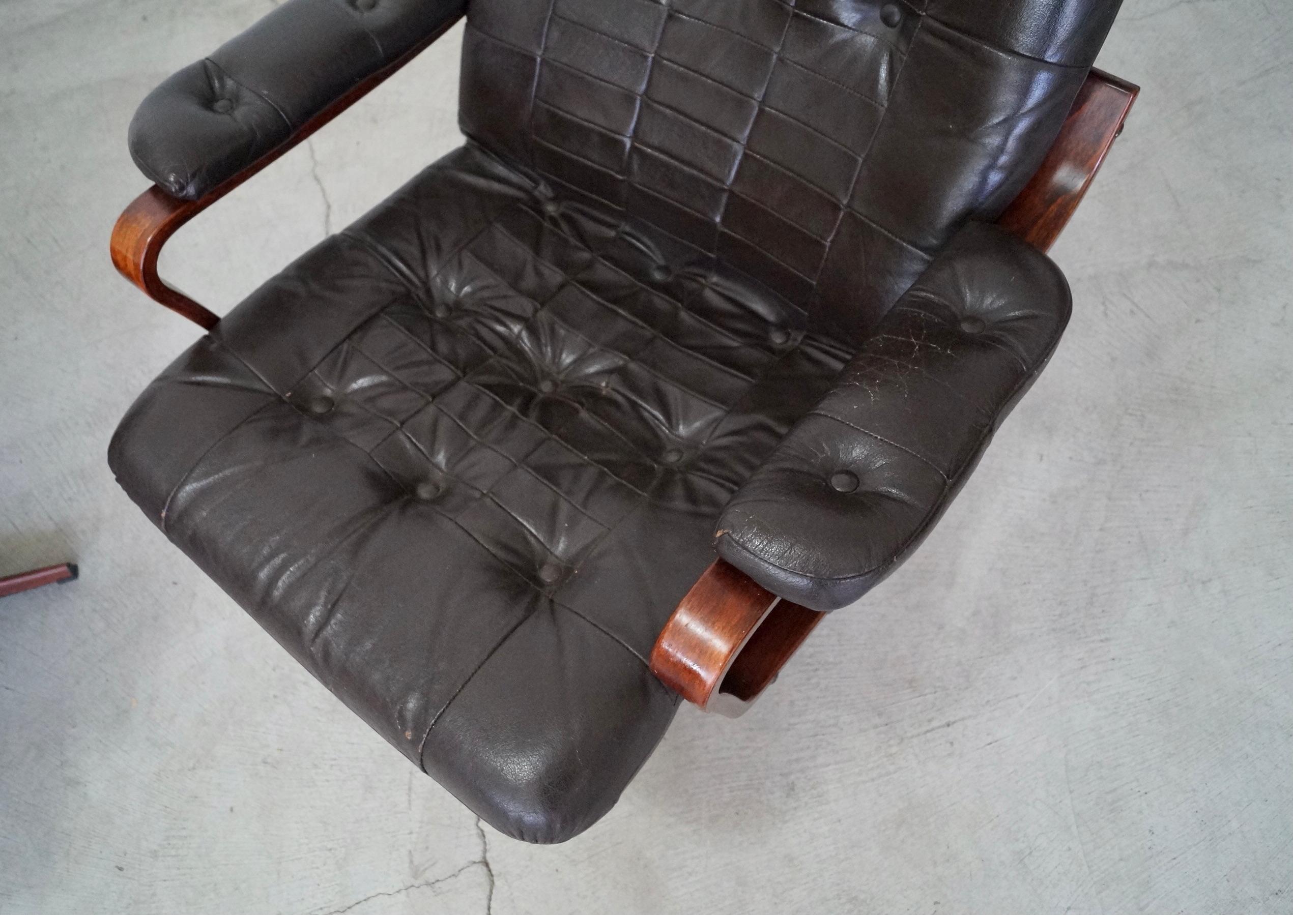 1960's Danish Modern Leather Lounge Chairs 4