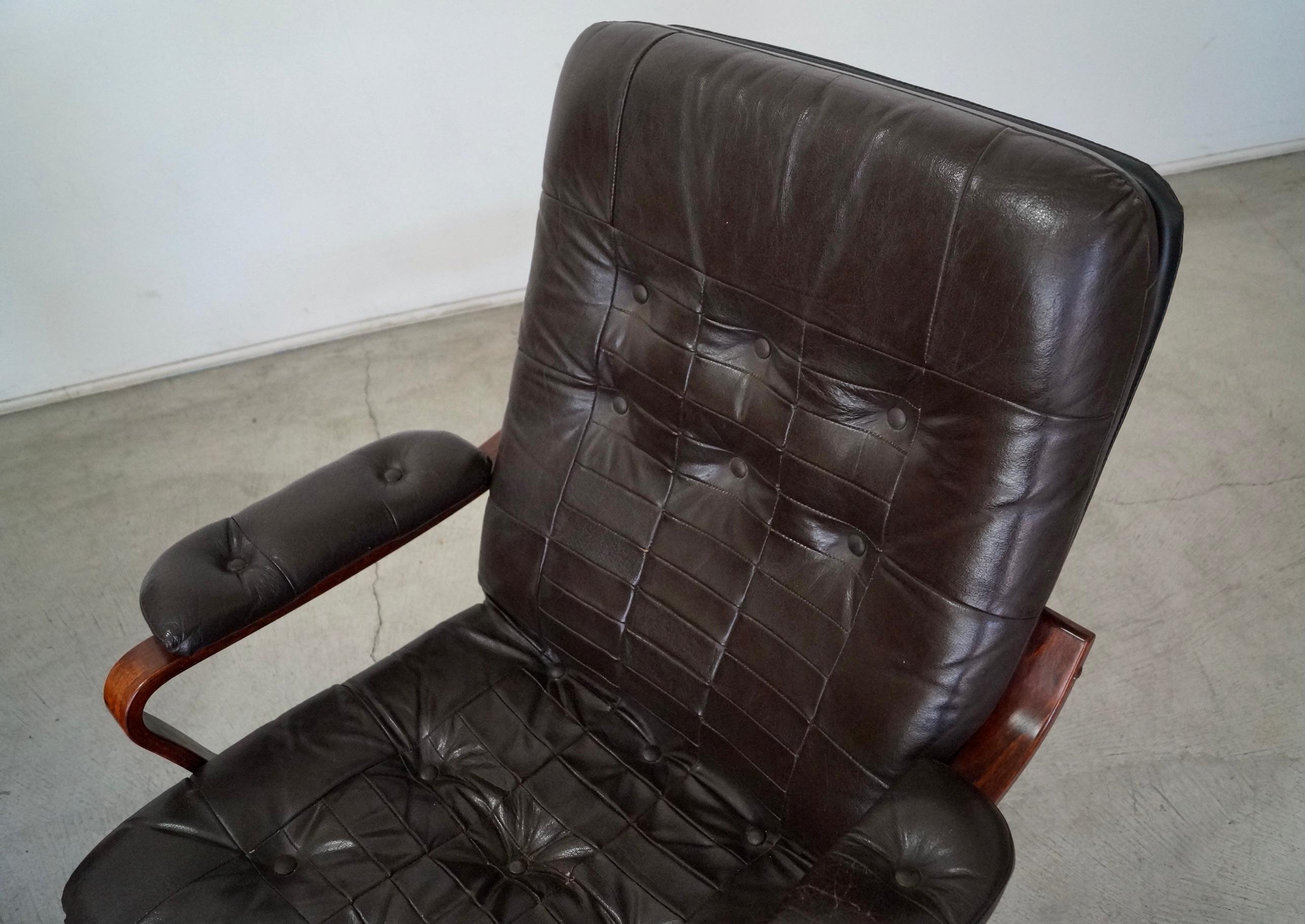 1960's Danish Modern Leather Lounge Chairs 5