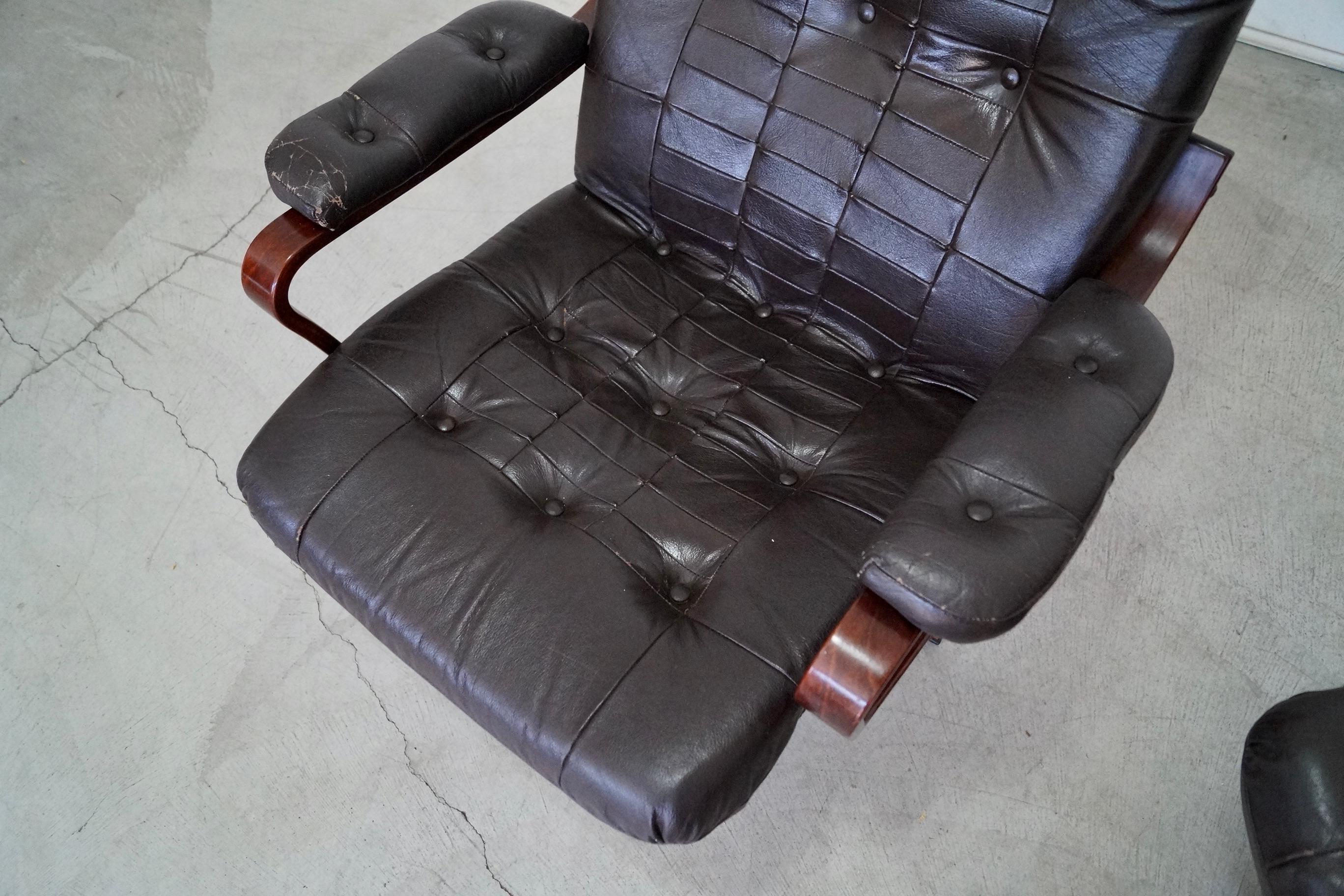 1960's Danish Modern Leather Lounge Chairs 6