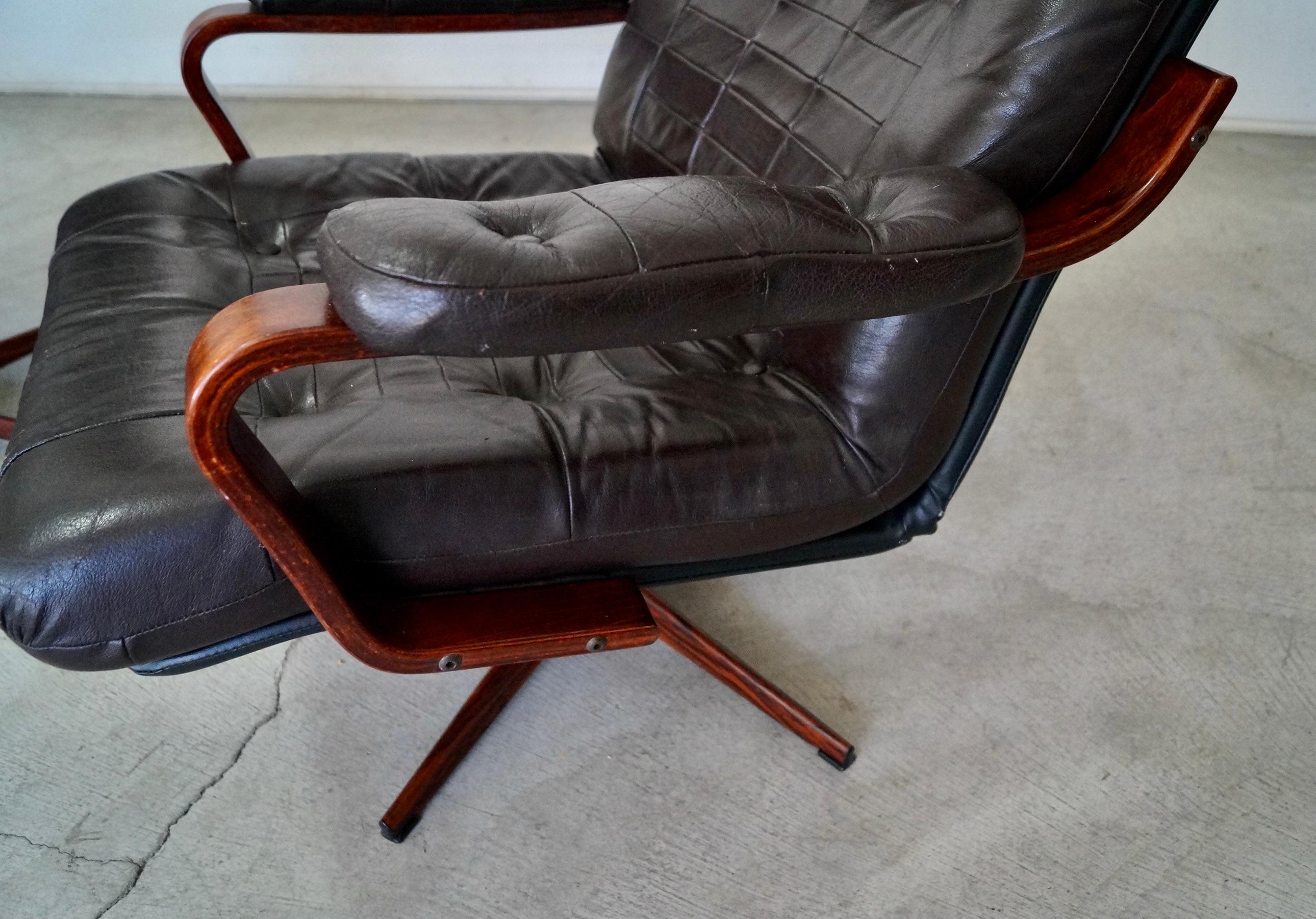 1960's Danish Modern Leather Lounge Chairs 8