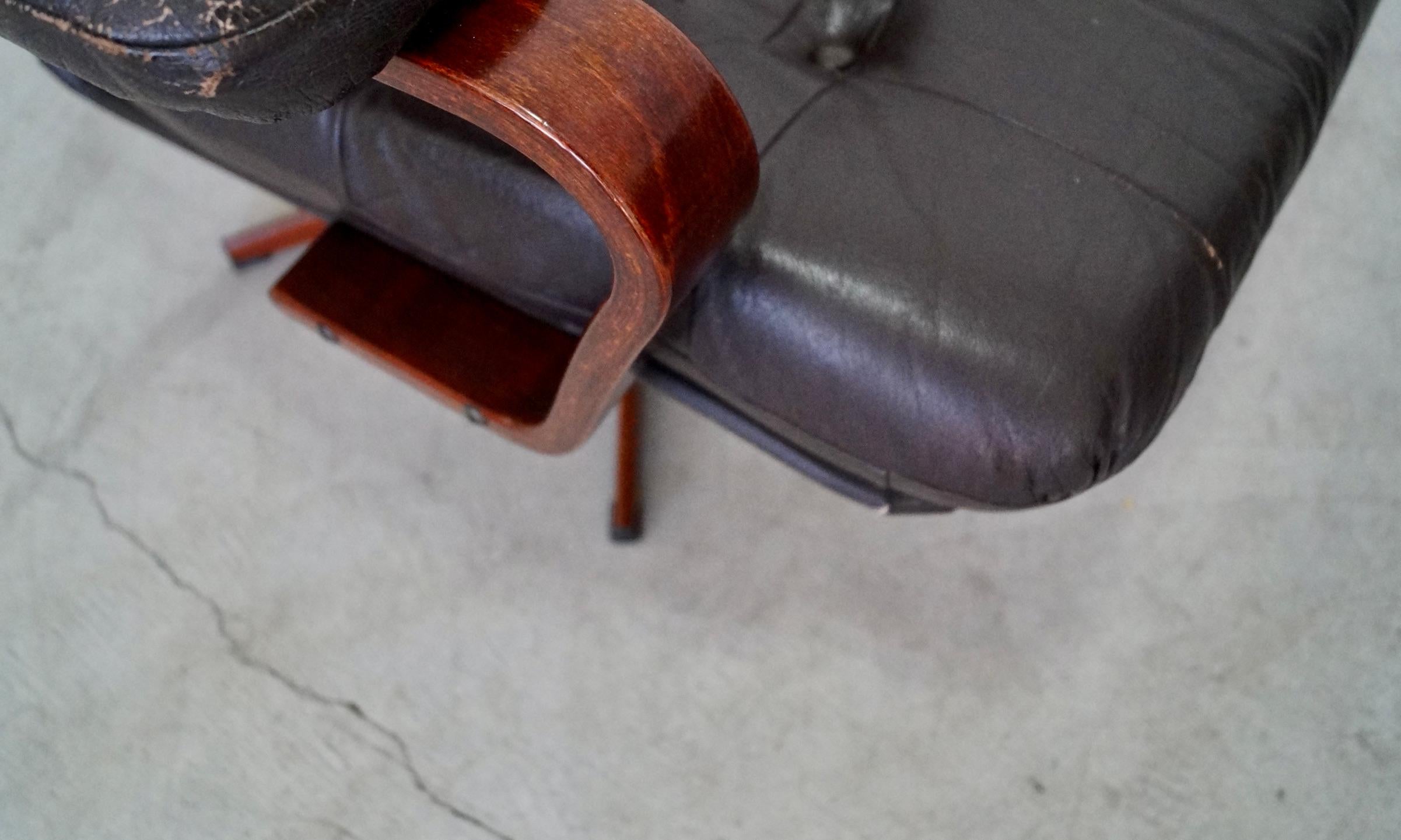 1960's Danish Modern Leather Lounge Chairs 9
