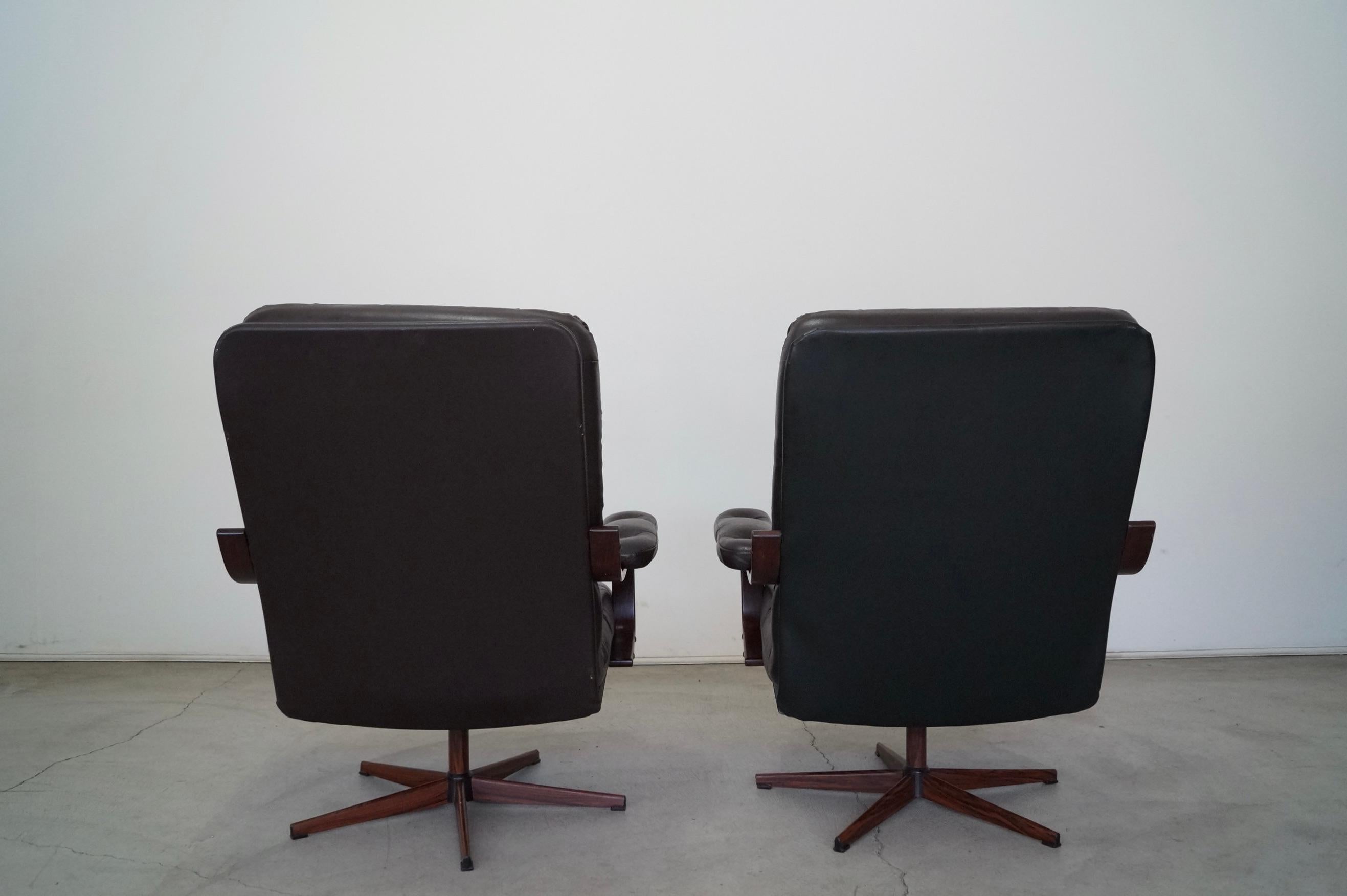 1960's Danish Modern Leather Lounge Chairs 1