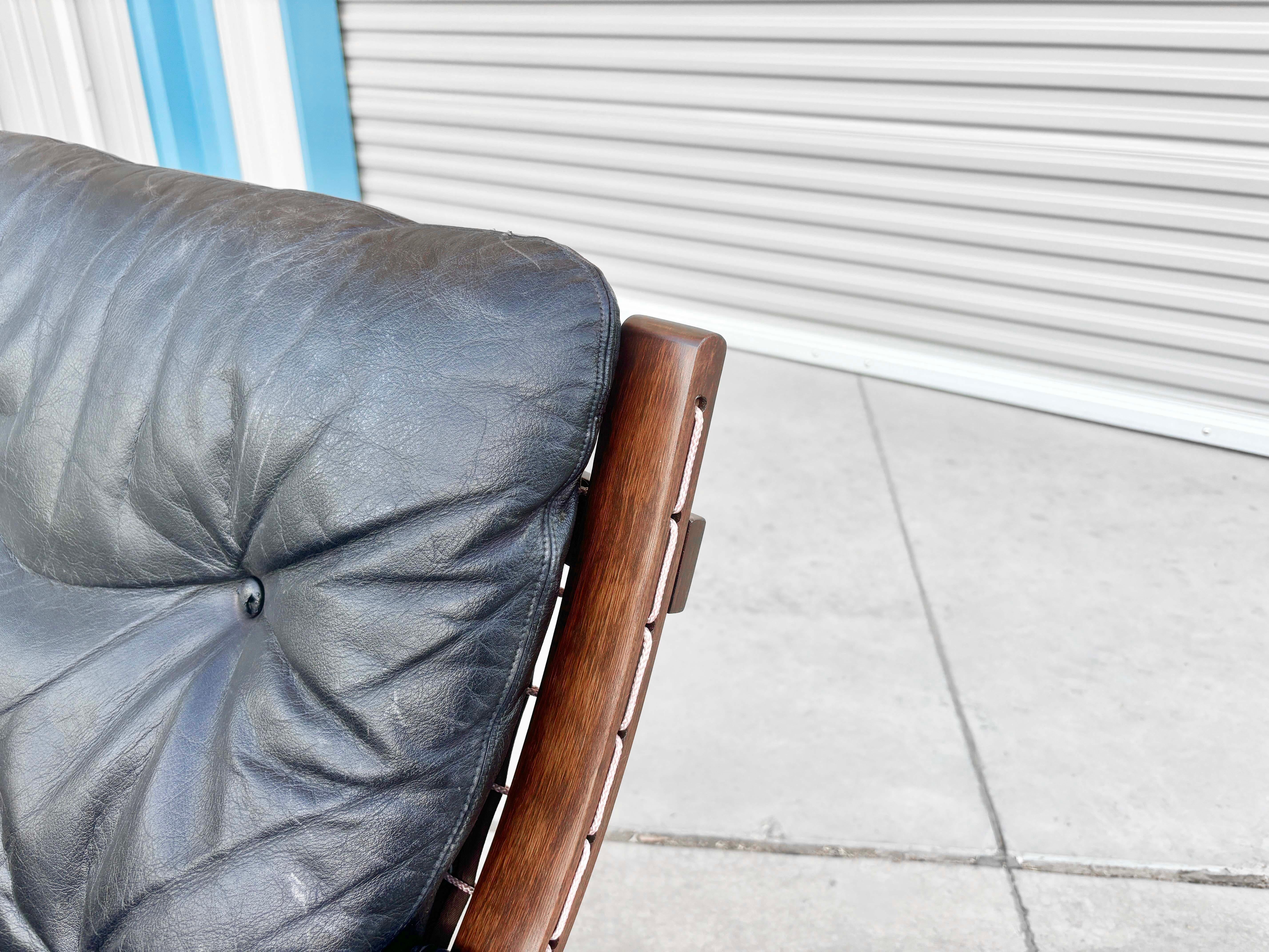 1960s Danish Modern Leather Siesta Lounge Chairs- Set of 2 2