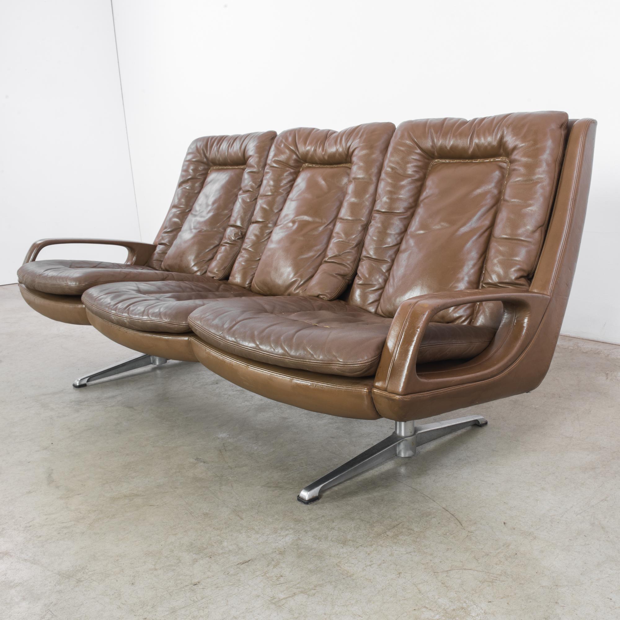 Mid-Century Modern 1960s Danish Modern Leather Sofa