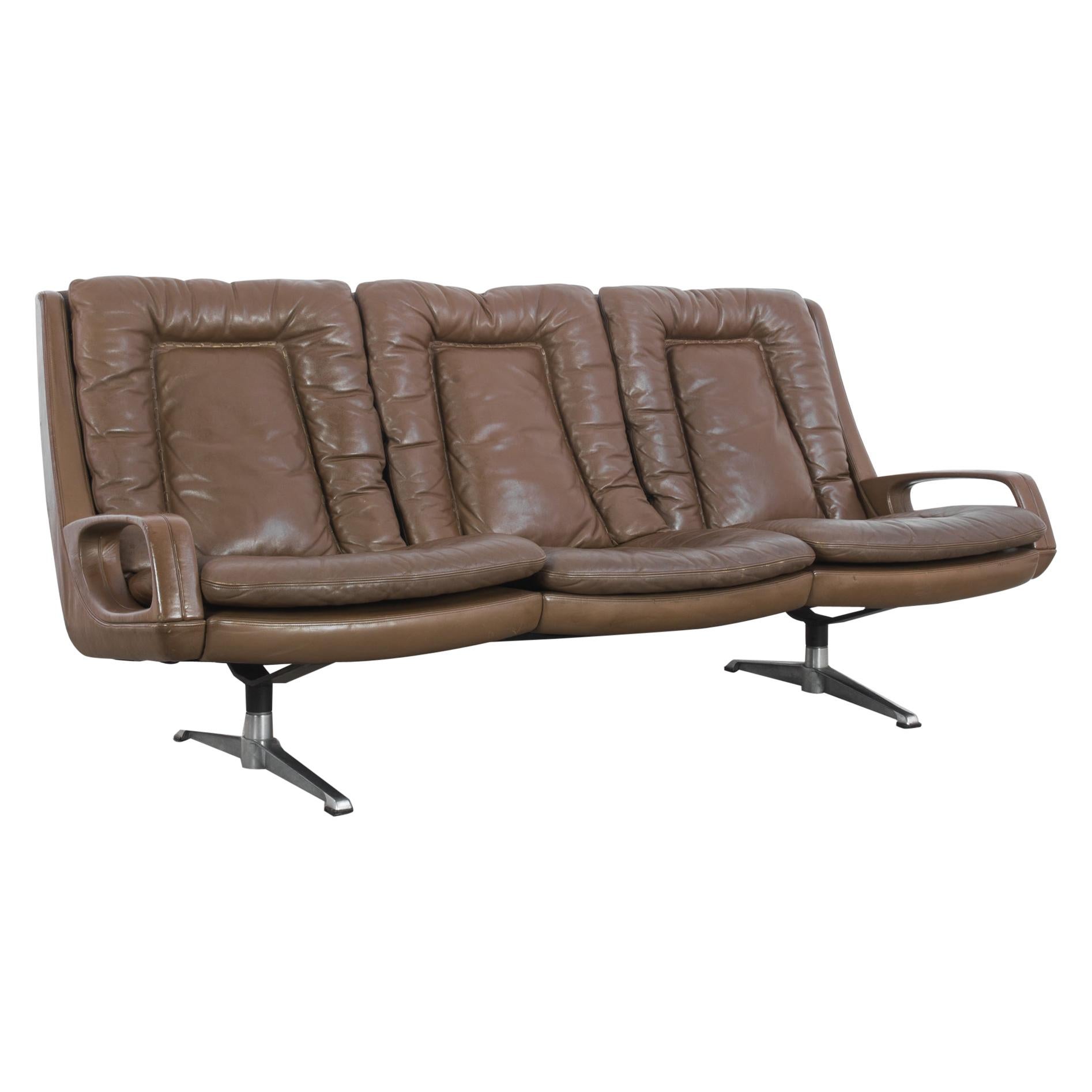 1960s Danish Modern Leather Sofa