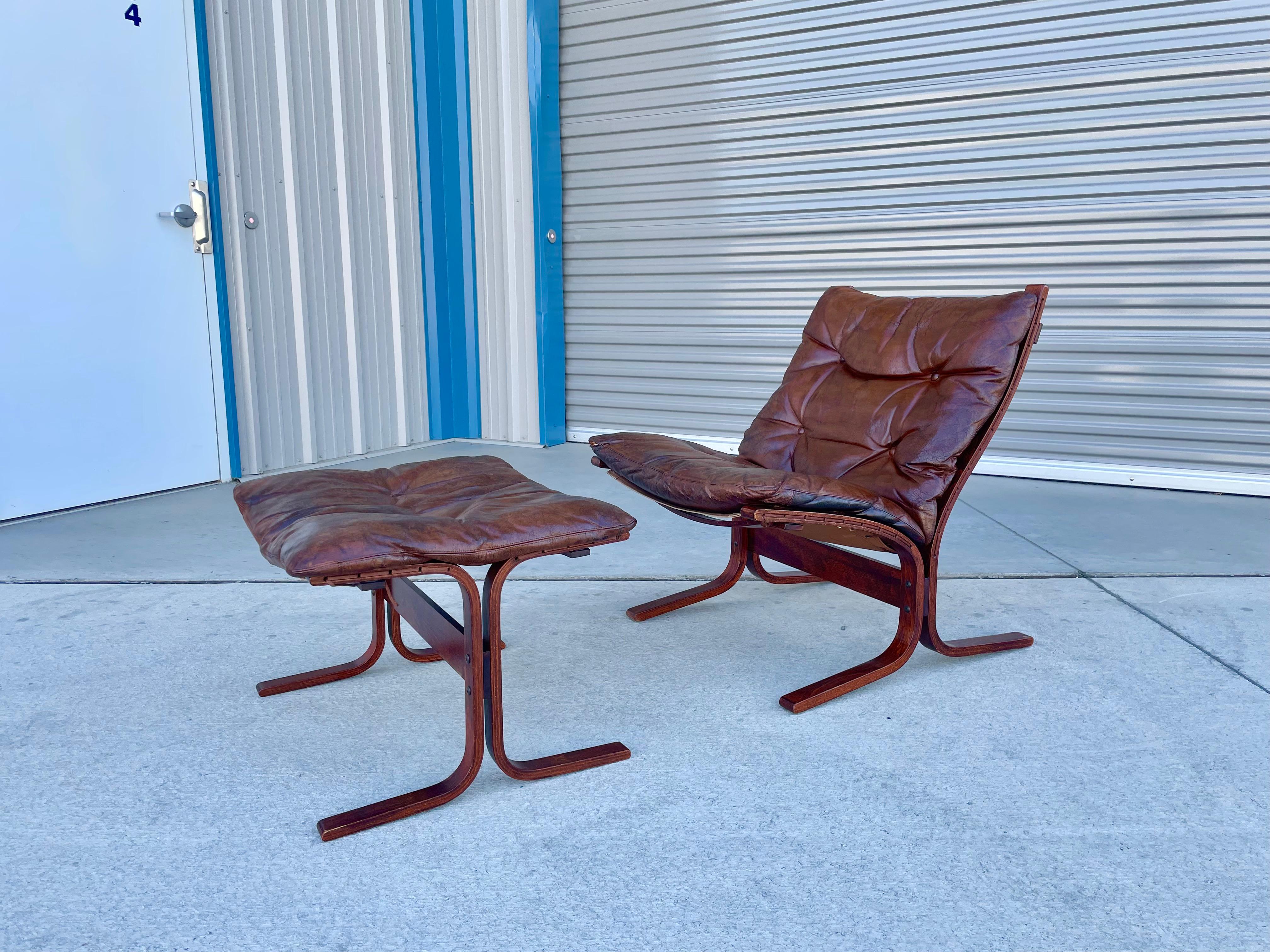 Mid-Century Modern 1960s Danish Modern Lounge Chair & Ottoman by Westnofa For Sale