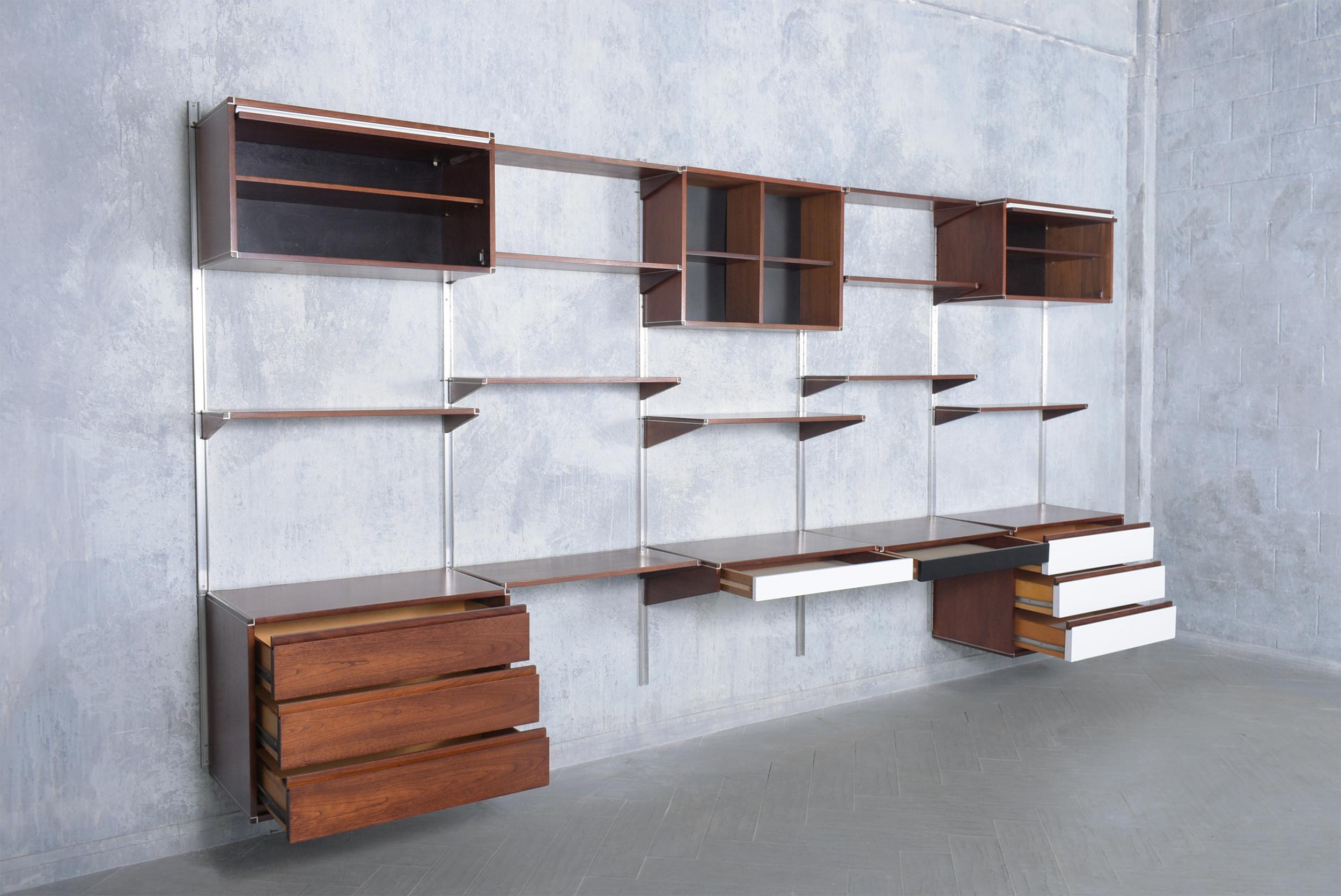 Mid-Century Modern 1960s Danish Modern Mahogany Bookshelf: Restored Mid-Century Wall Unit For Sale
