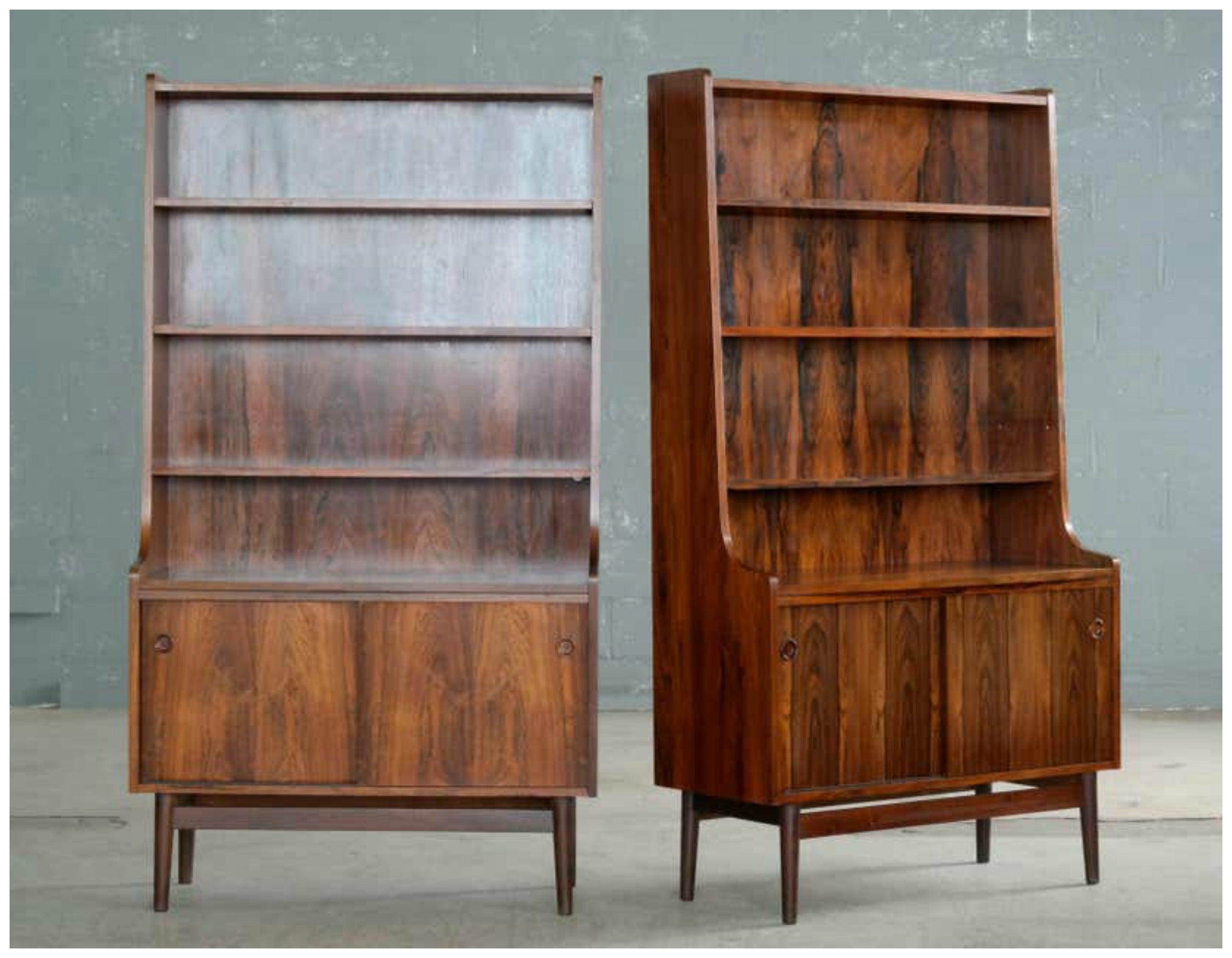Scandinavian Modern 1960s Danish Modern Midcentury Pair of Bookcases in Rosewood by Johannes Sorth