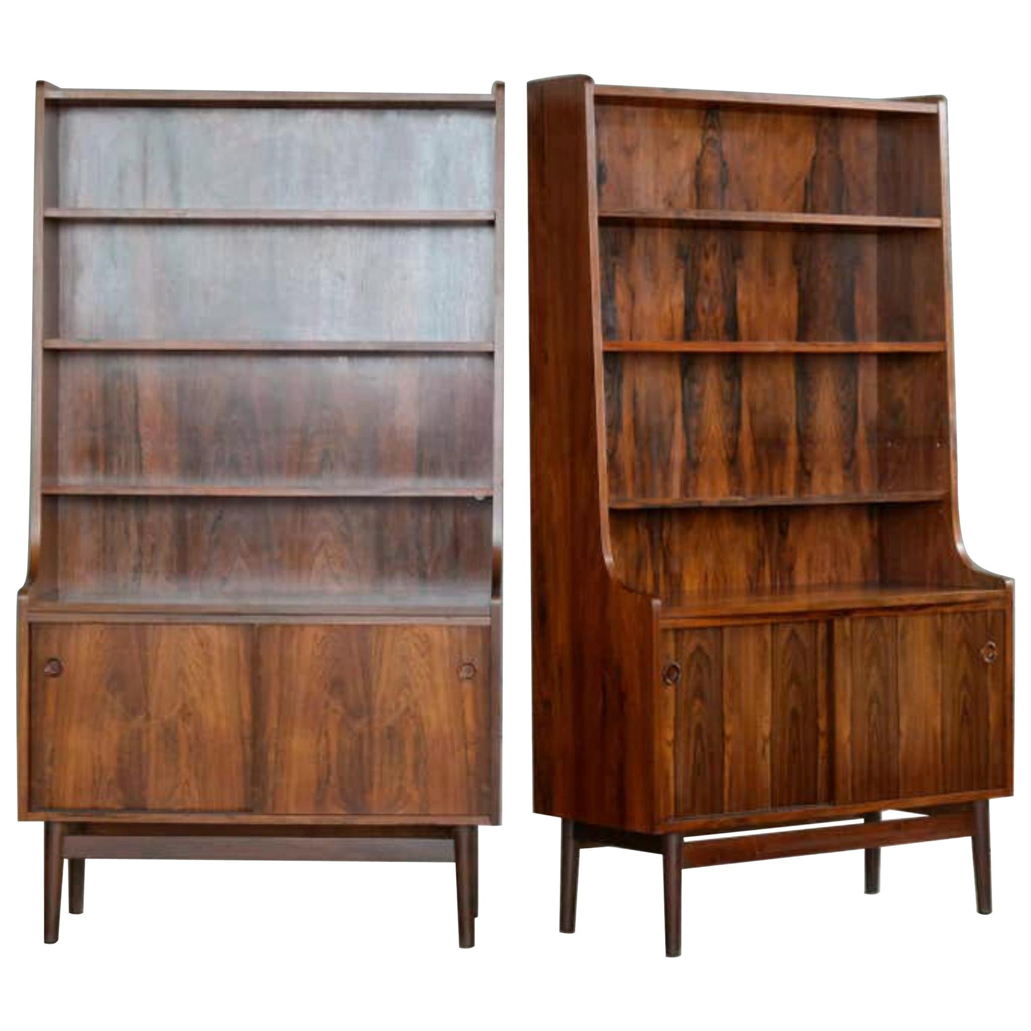 1960s Danish Modern Midcentury Pair of Bookcases in Rosewood by Johannes Sorth