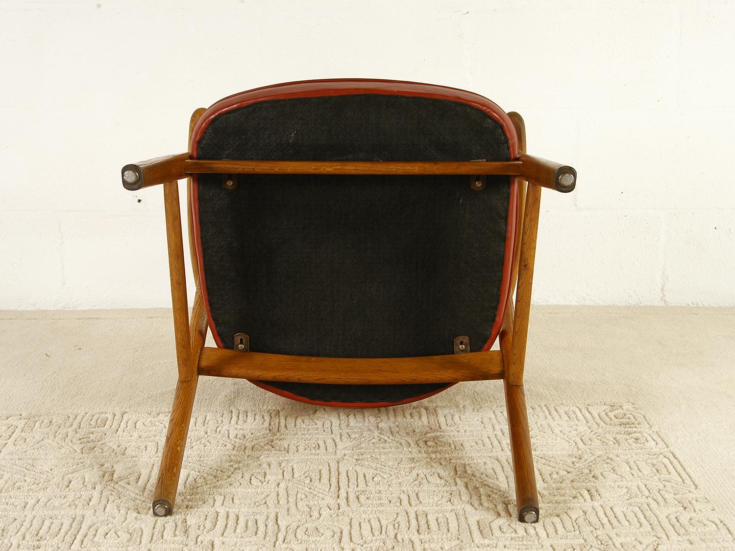 1960s Danish Modern Oak Leather Armchair by Erik Kirkegaard for Høng Stolefabrik 9