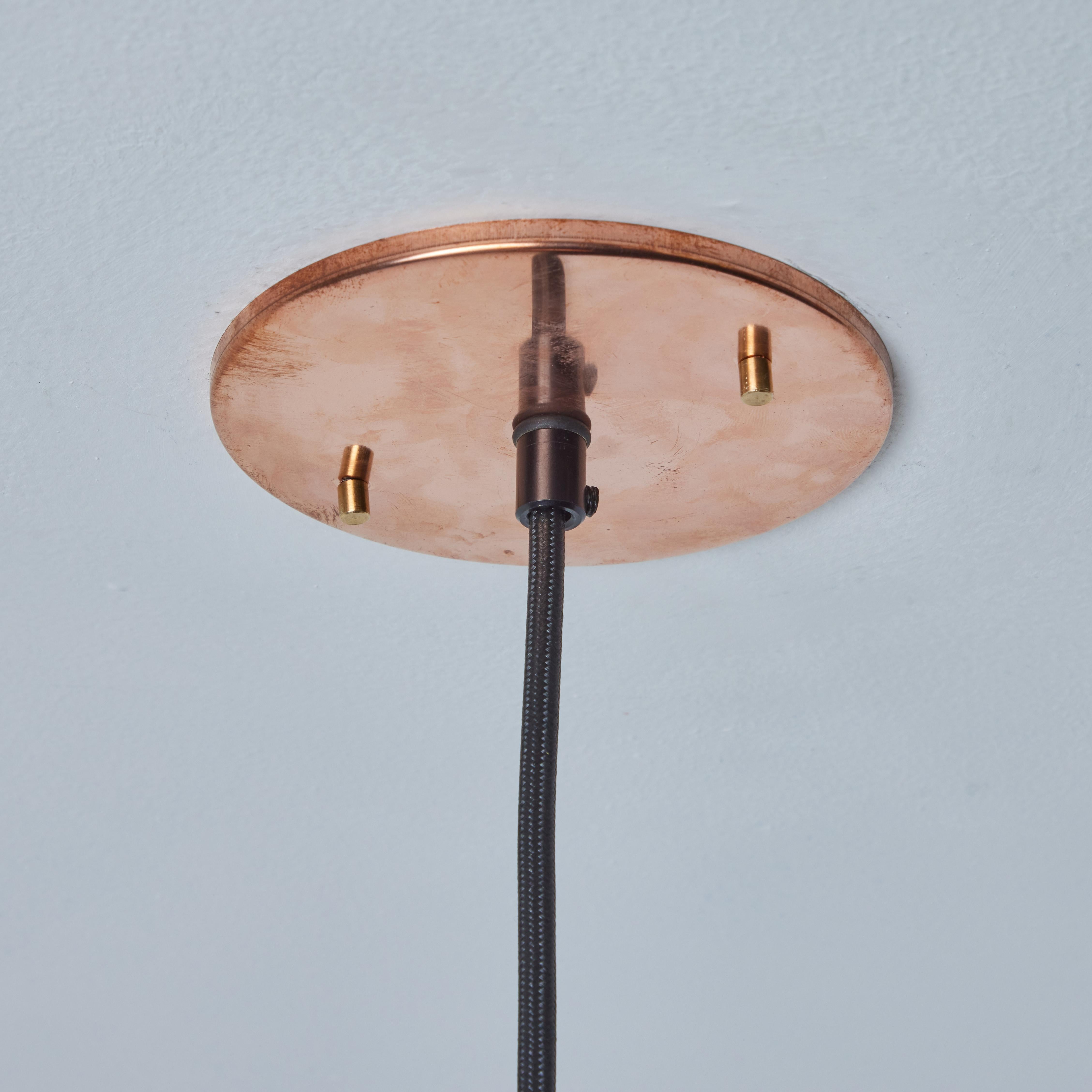 1960s Danish Modern Perforated Copper and Glass Pendant Attributed to Lyfa For Sale 11