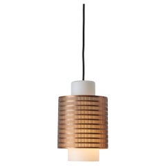1960s Danish Modern Perforated Copper and Glass Pendant Attributed to Lyfa