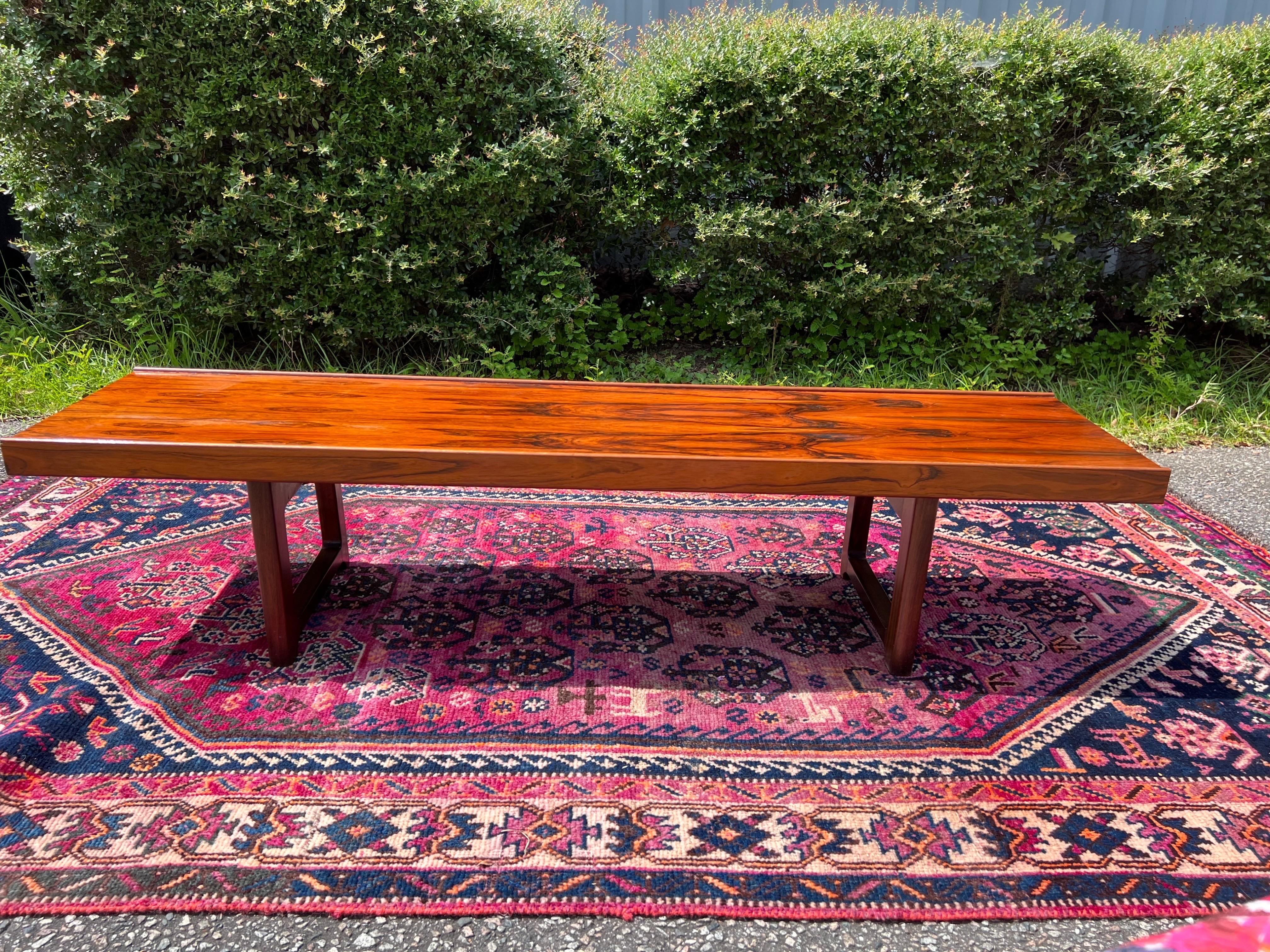 1960’s Danish Modern Rosewood Coffee Table/Bench For Sale 3