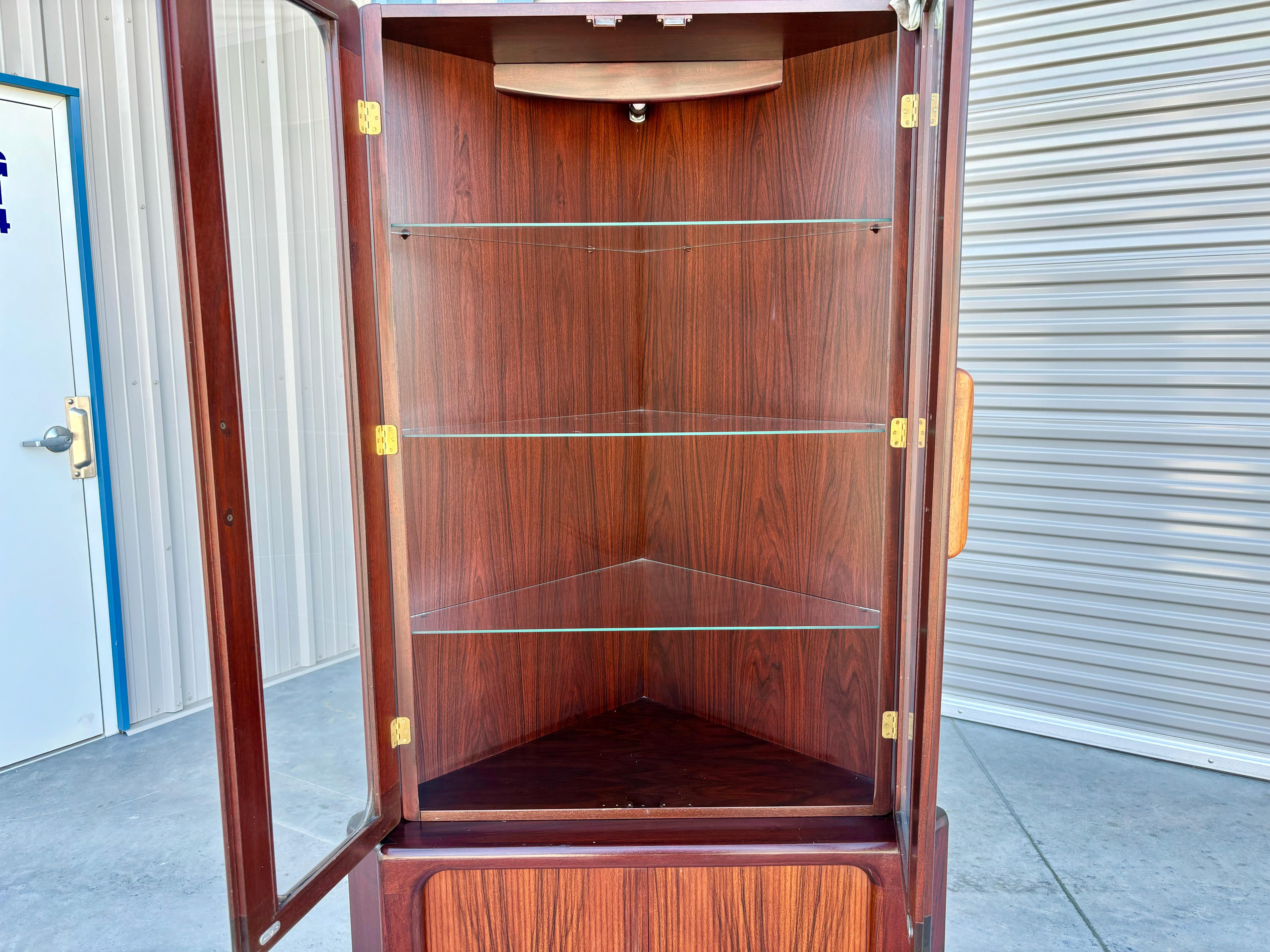Mid-20th Century 1960s Danish Modern Rosewood Corner Cabinet by Dyrlund For Sale