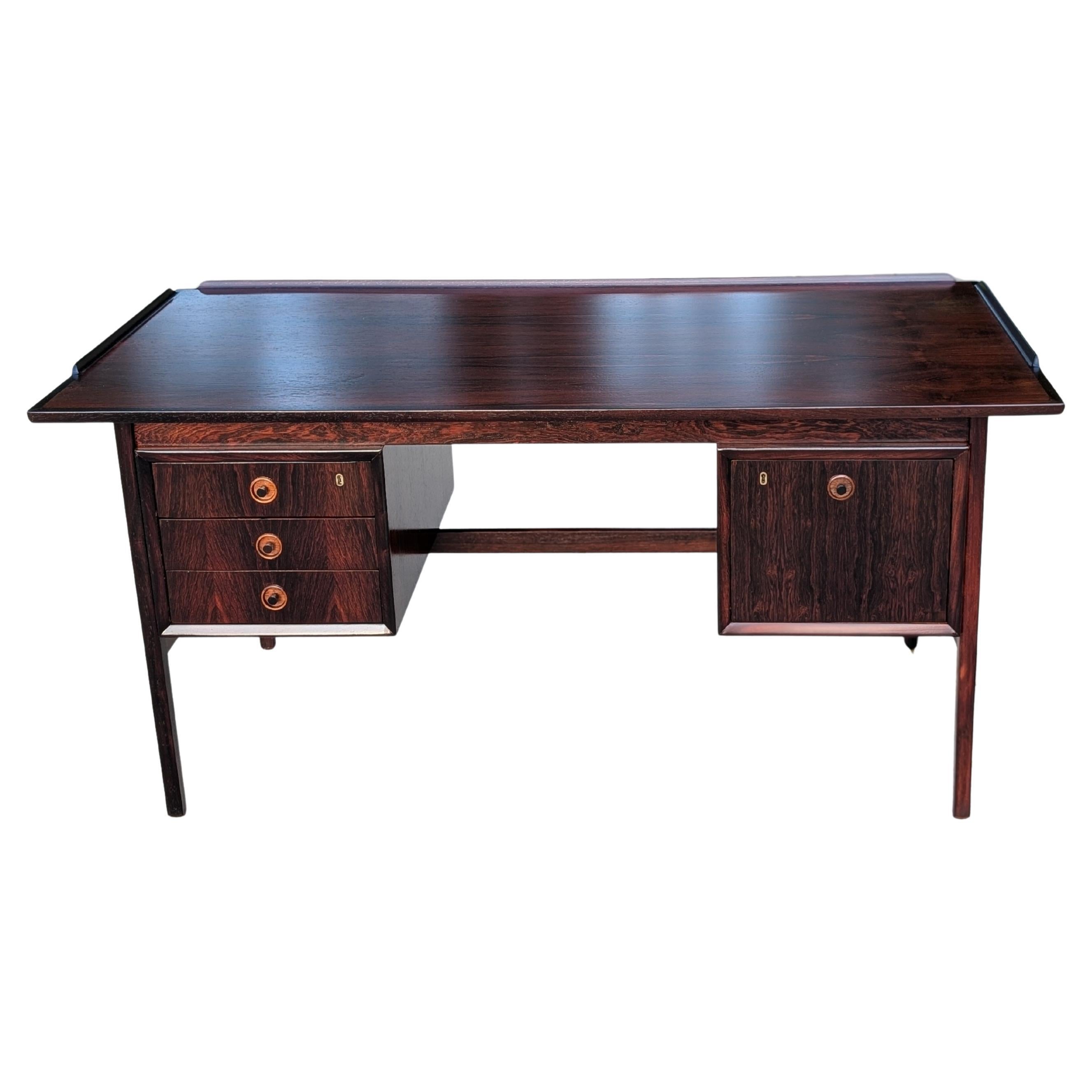 1960s Danish Modern Rosewood Desk For Sale