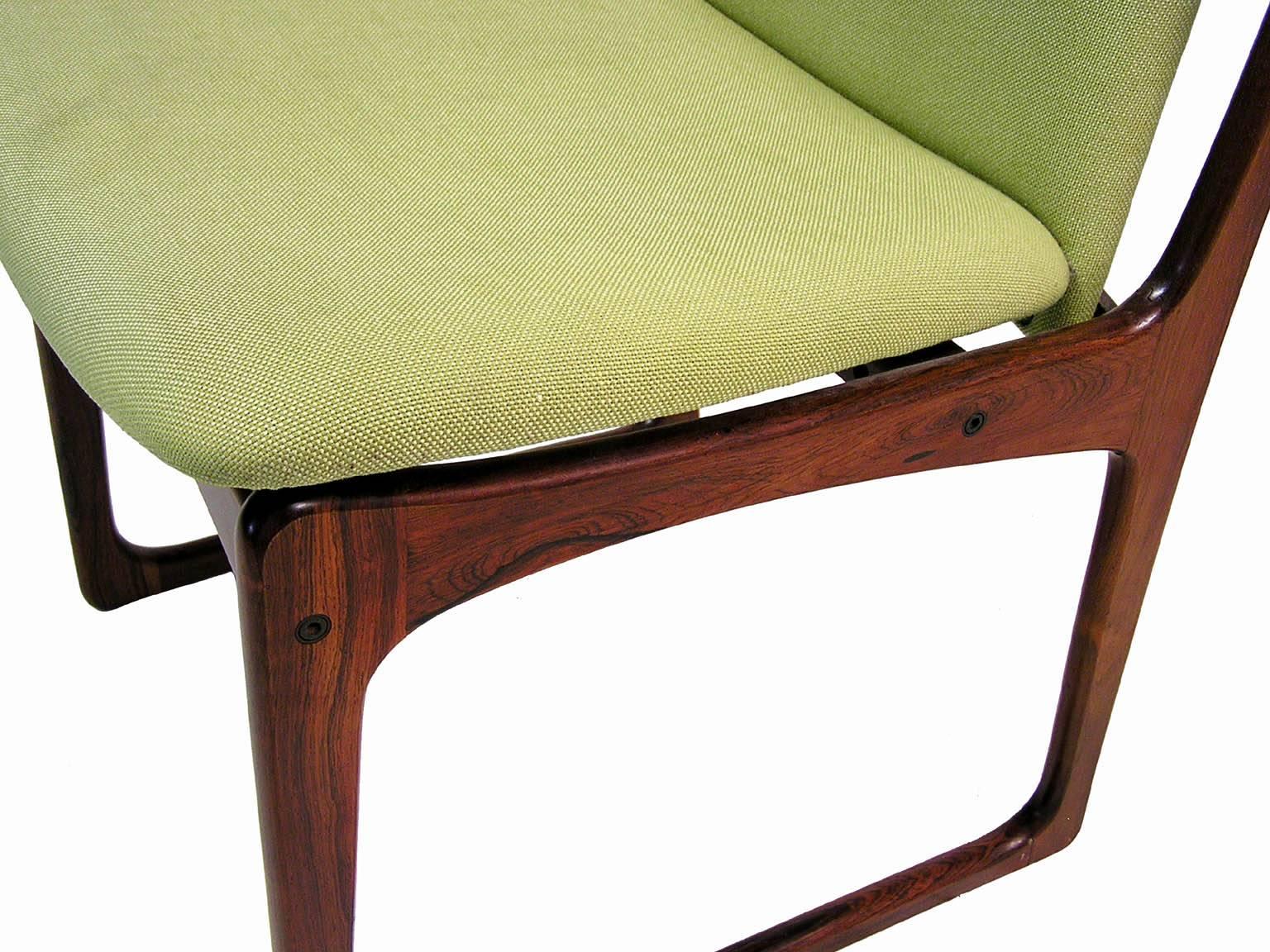 Fabric 1960s Danish Modern Rosewood Dining Chairs by Art Furn, Set of Four For Sale