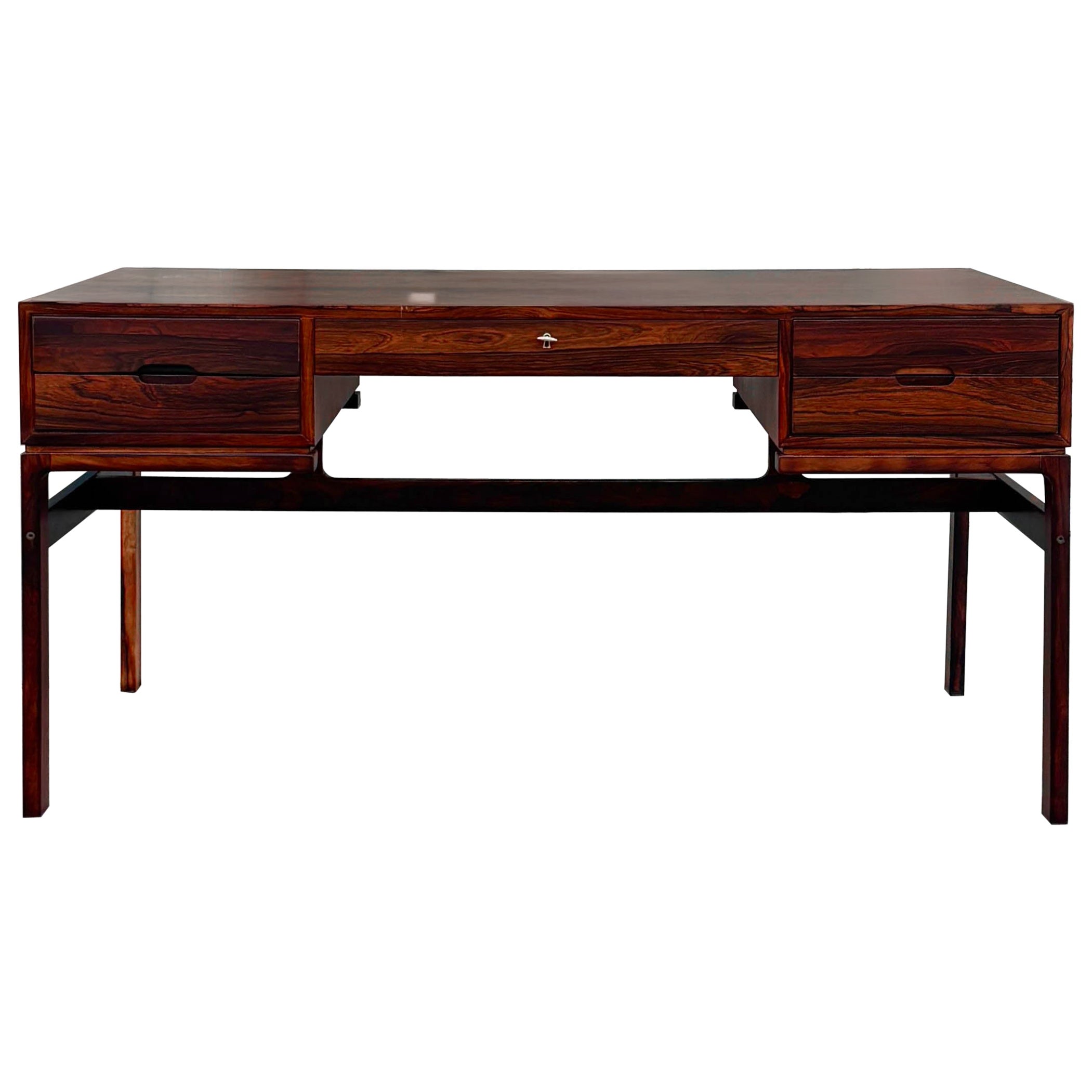 1960s Danish Modern Rosewood Executive Desk by Arne Wahl (Refinished)